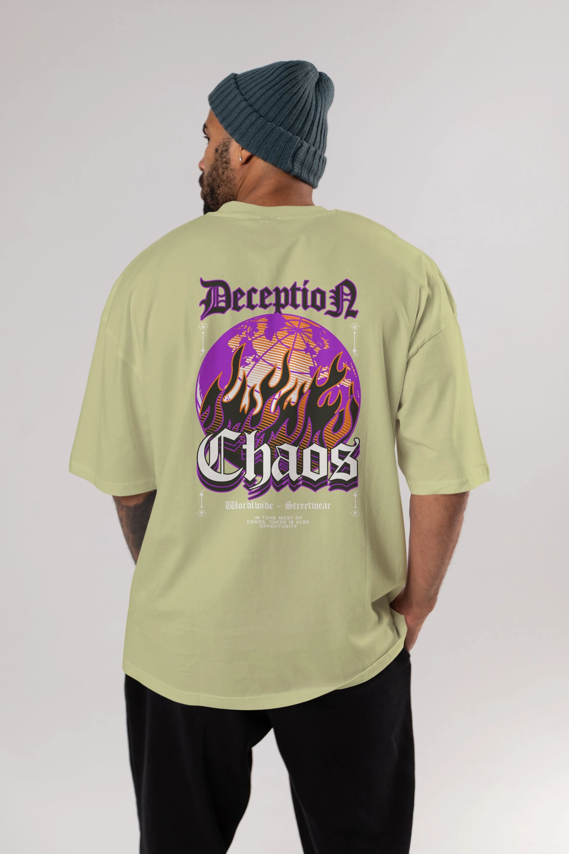 Deception Chaos Arka Baskılı Oversize t-shirt Erkek Kadın Unisex