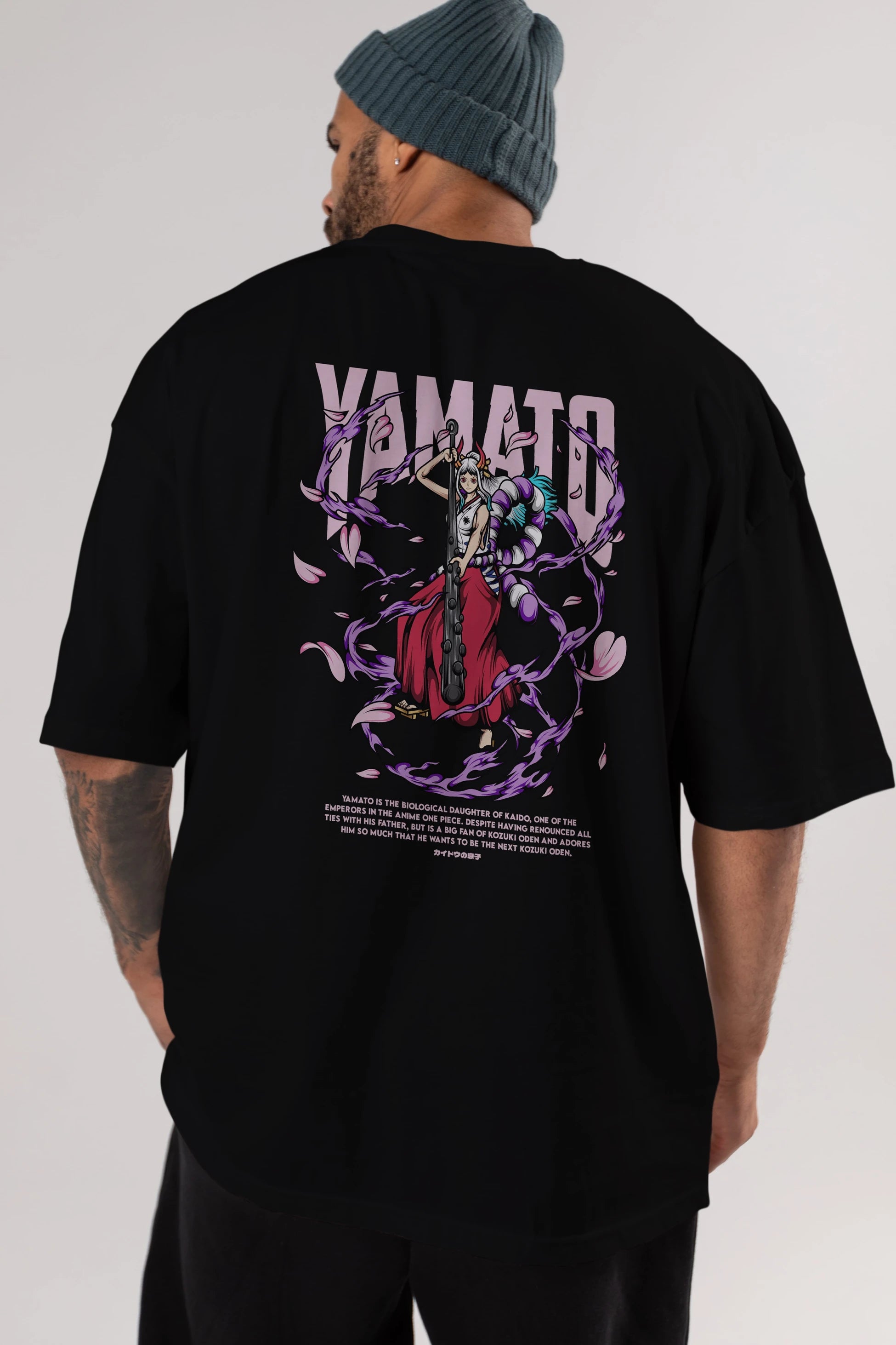 Yamato Anime Arka Baskılı Oversize t-shirt Erkek Kadın Unisex