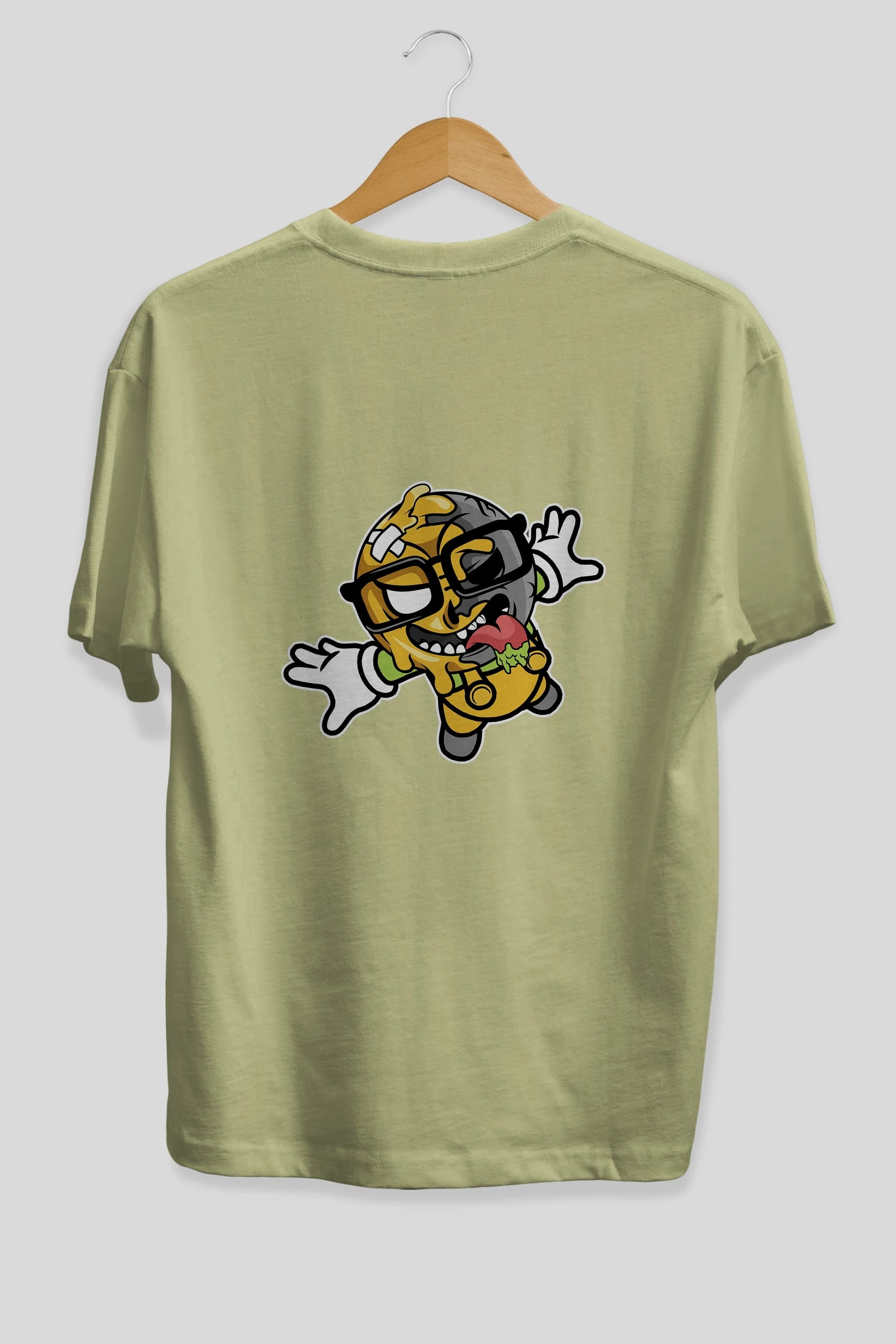 Smiley Jump Arka Baskılı Oversize t-shirt Erkek Kadın Unisex %100 Pamuk tişort