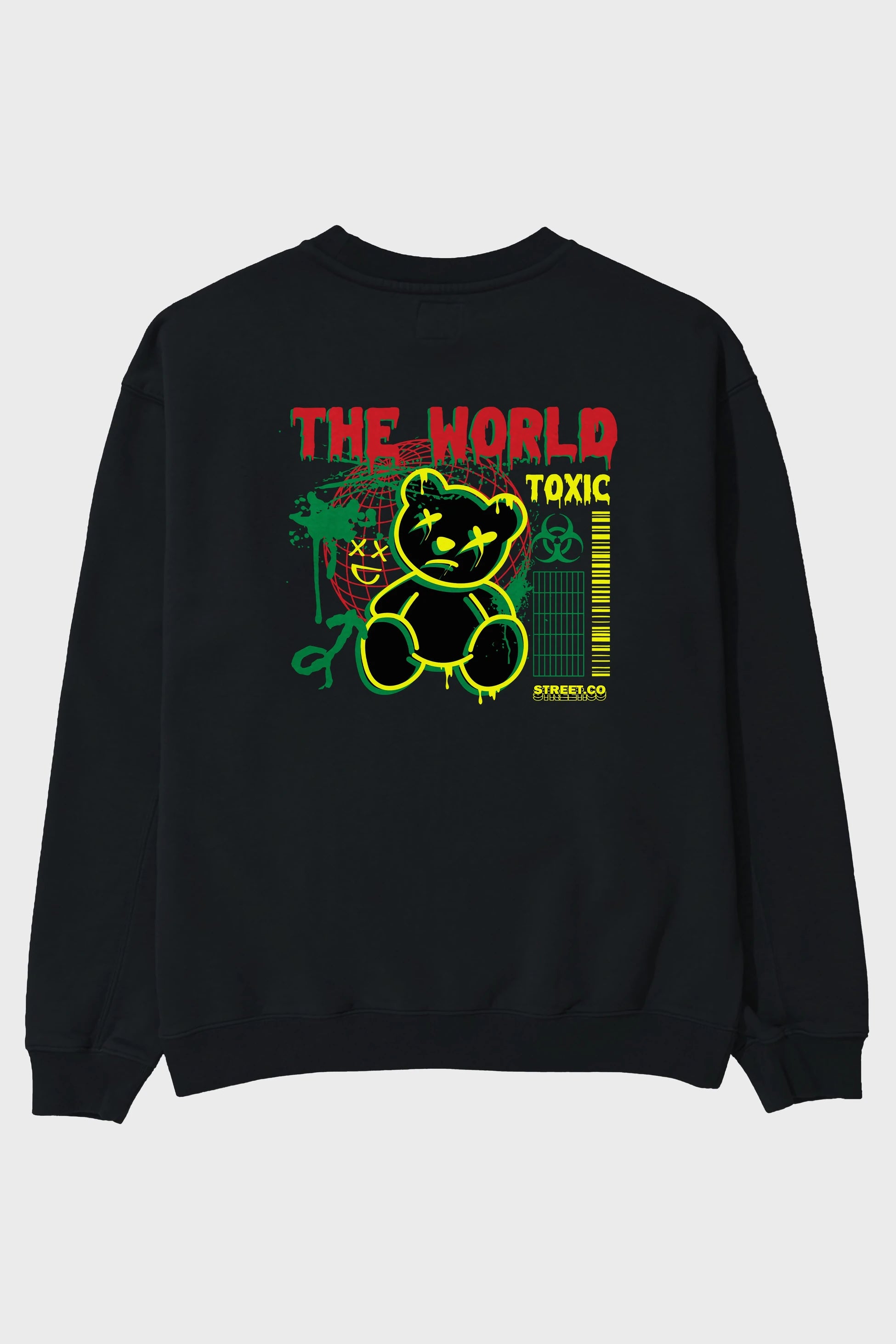 The World Toxic Bear Arka Baskılı Oversize Sweatshirt Erkek Kadın Unisex