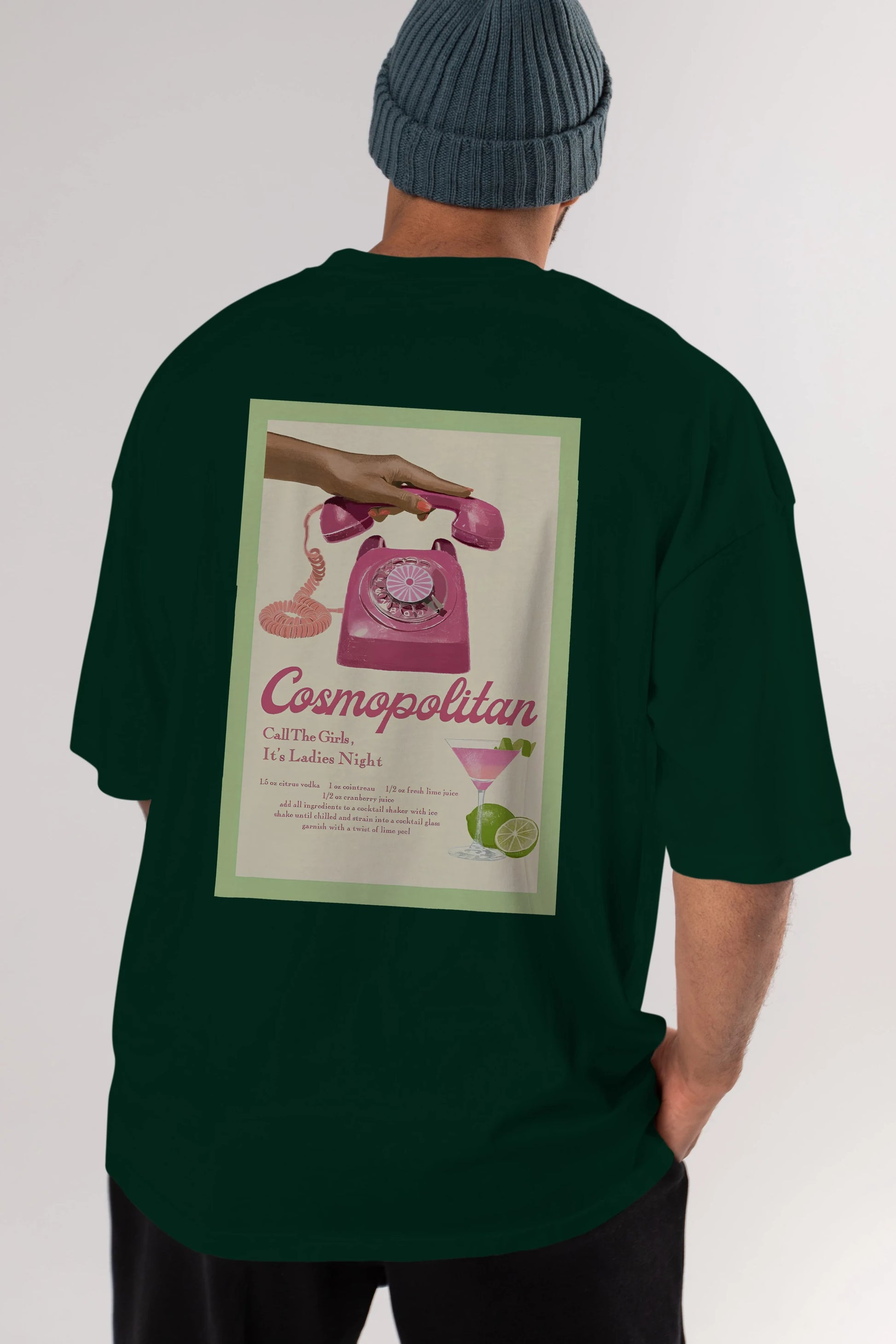 Cosmopolitan 5 Arka Baskılı Oversize t-shirt Erkek Kadın Unisex %100 Pamuk Bisiklet Yaka tişort