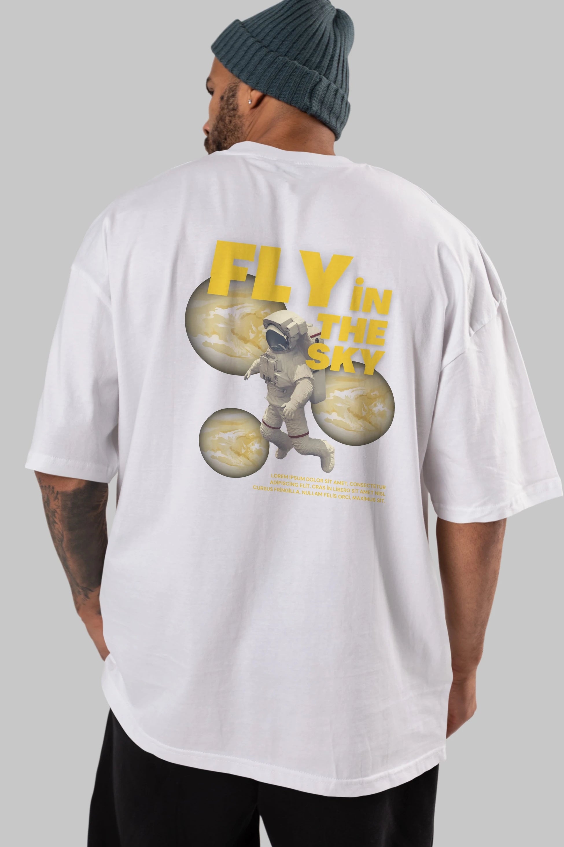 Fly in The Sky Arka Baskılı Oversize t-shirt Erkek Kadın Unisex