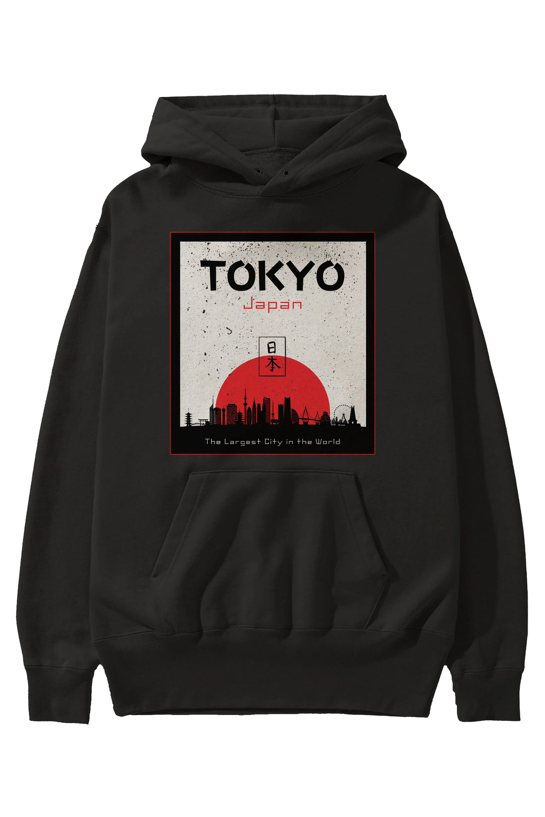 Tokyo Japan Yazılı Ön Baskılı Oversize Hoodie Kapüşonlu Sweatshirt Erkek Kadın Unisex