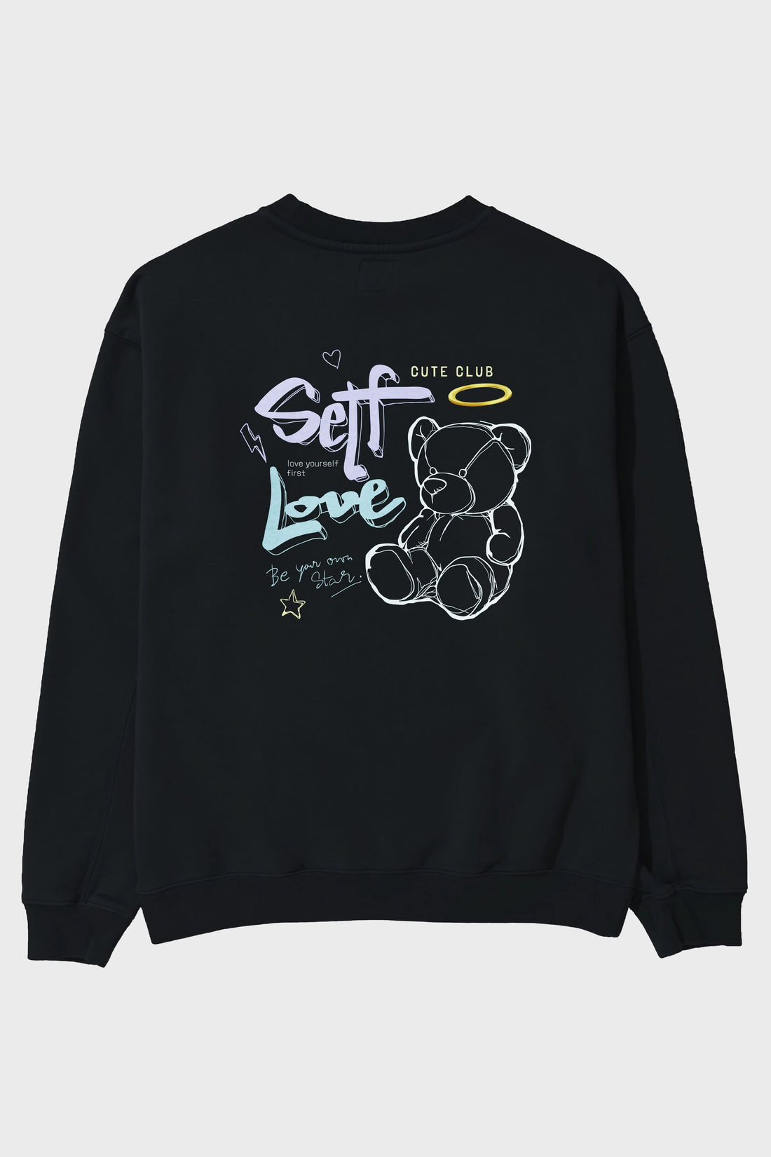 Self Love Bear Arka Baskılı Oversize Sweatshirt Erkek Kadın Unisex
