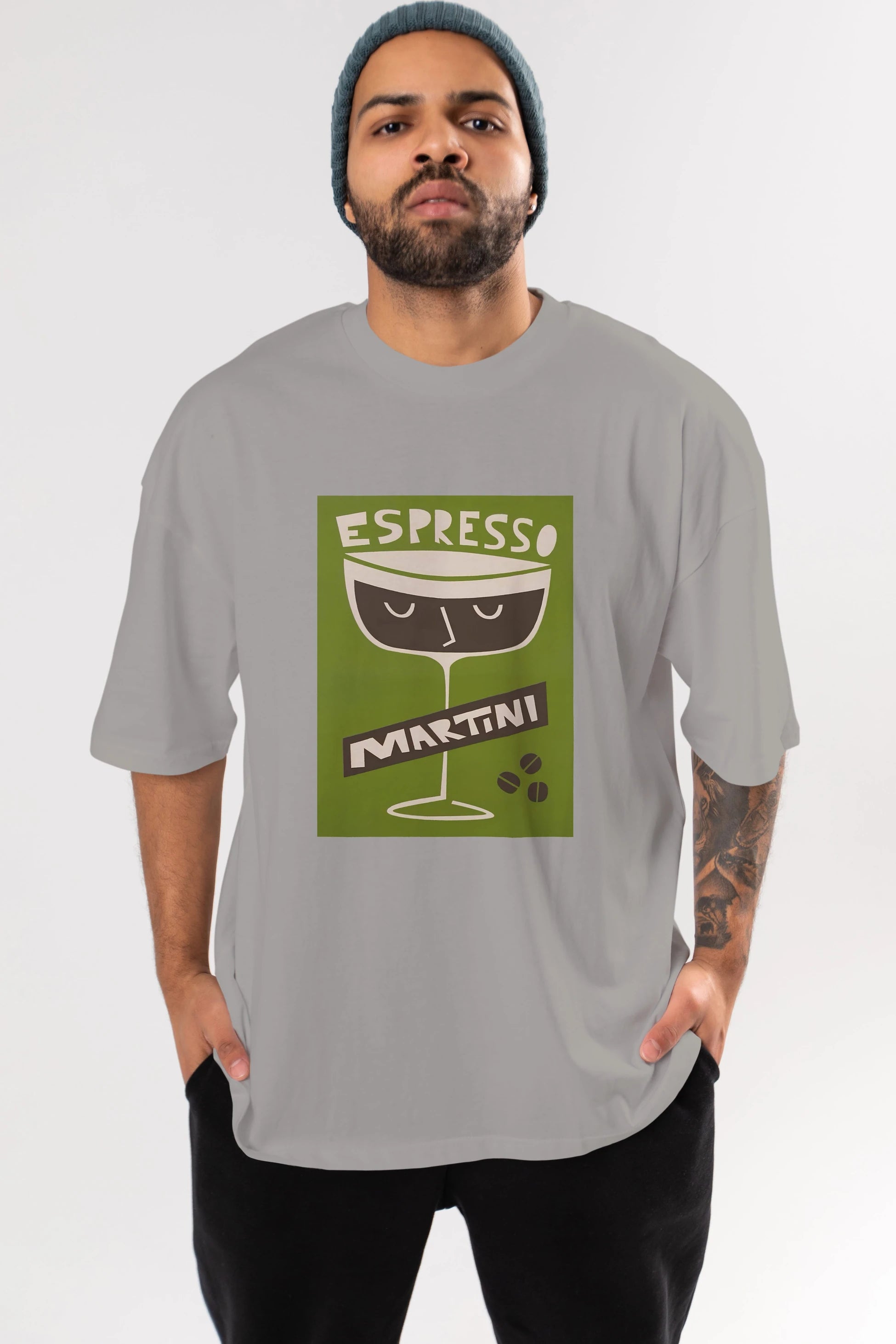 Espresso Martini 2 Ön Baskılı Oversize t-shirt Erkek Kadın Unisex %100 Pamuk Bisiklet Yaka tişort