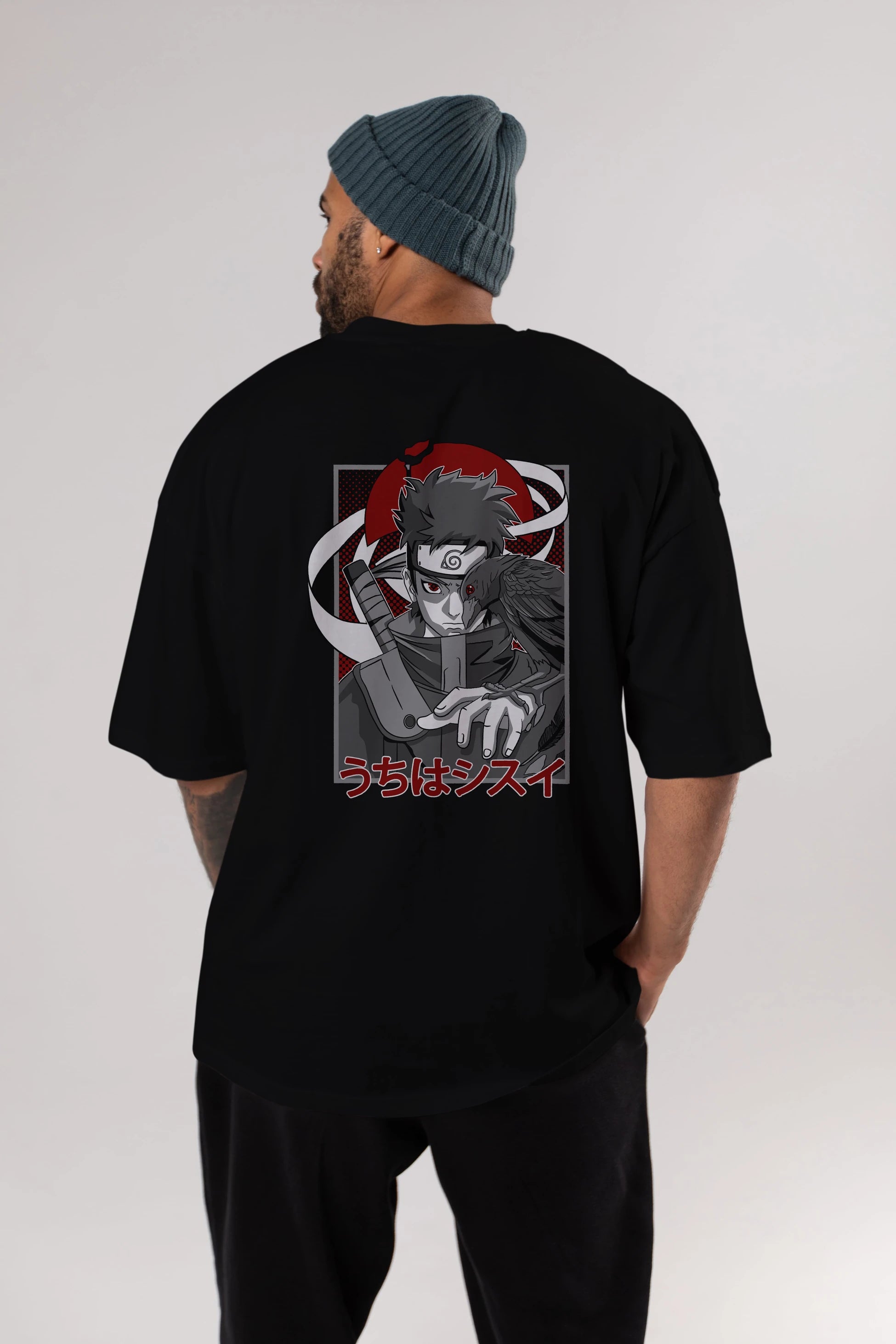 SHISUI UCHIHA NARUTO Anime Arka Baskılı Oversize t-shirt Erkek Kadın Unisex