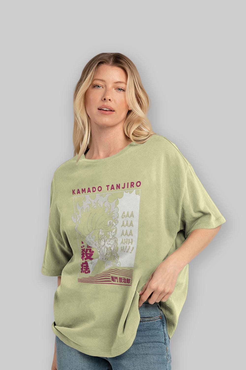 TANJIRO KAMADO 3 Anime Ön Baskılı Oversize t-shirt %100 pamuk Erkek Kadın Unisex