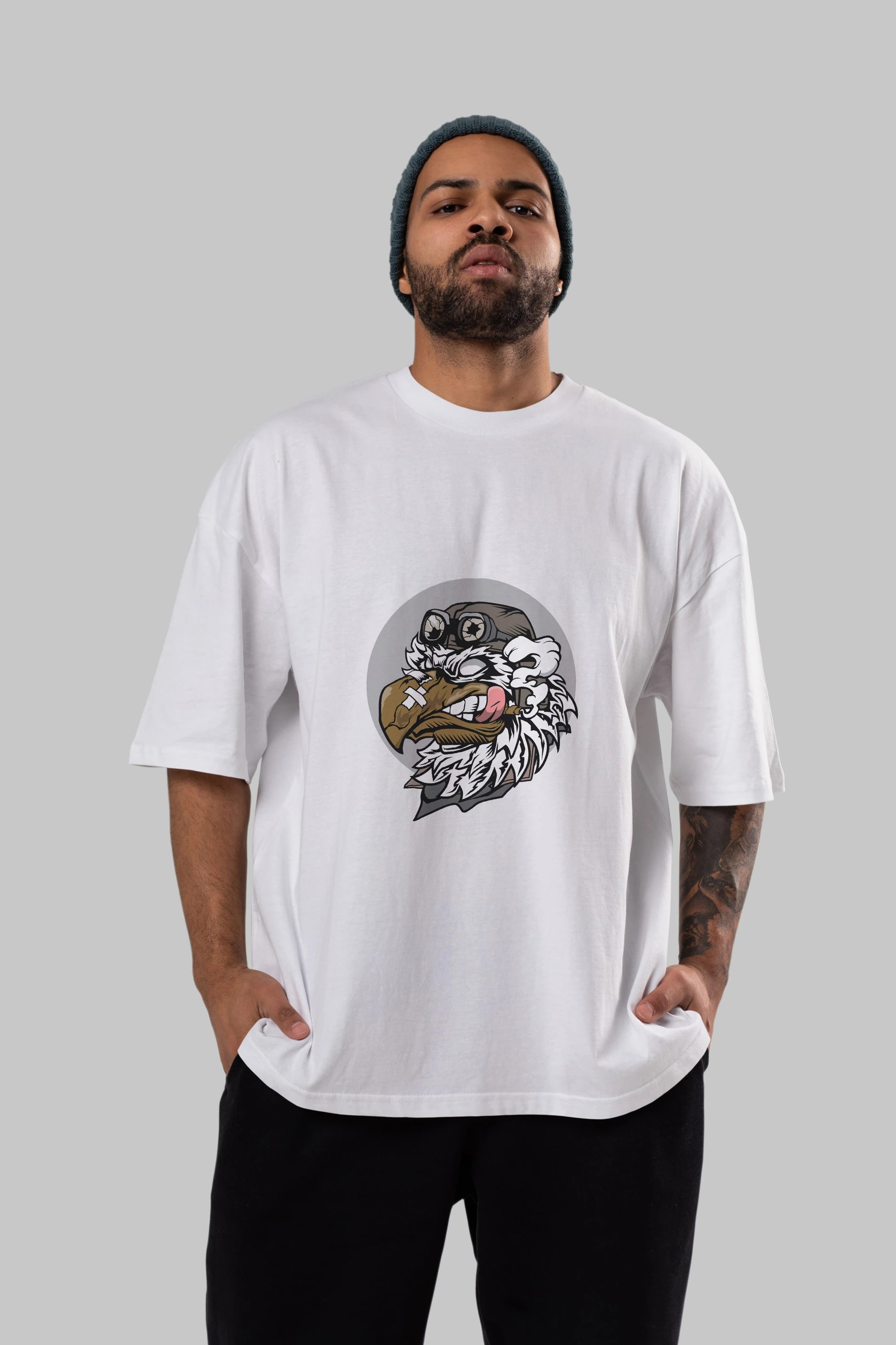 Bird Pilot Ön Baskılı Oversize t-shirt Erkek Kadın Unisex %100 Pamuk tişort