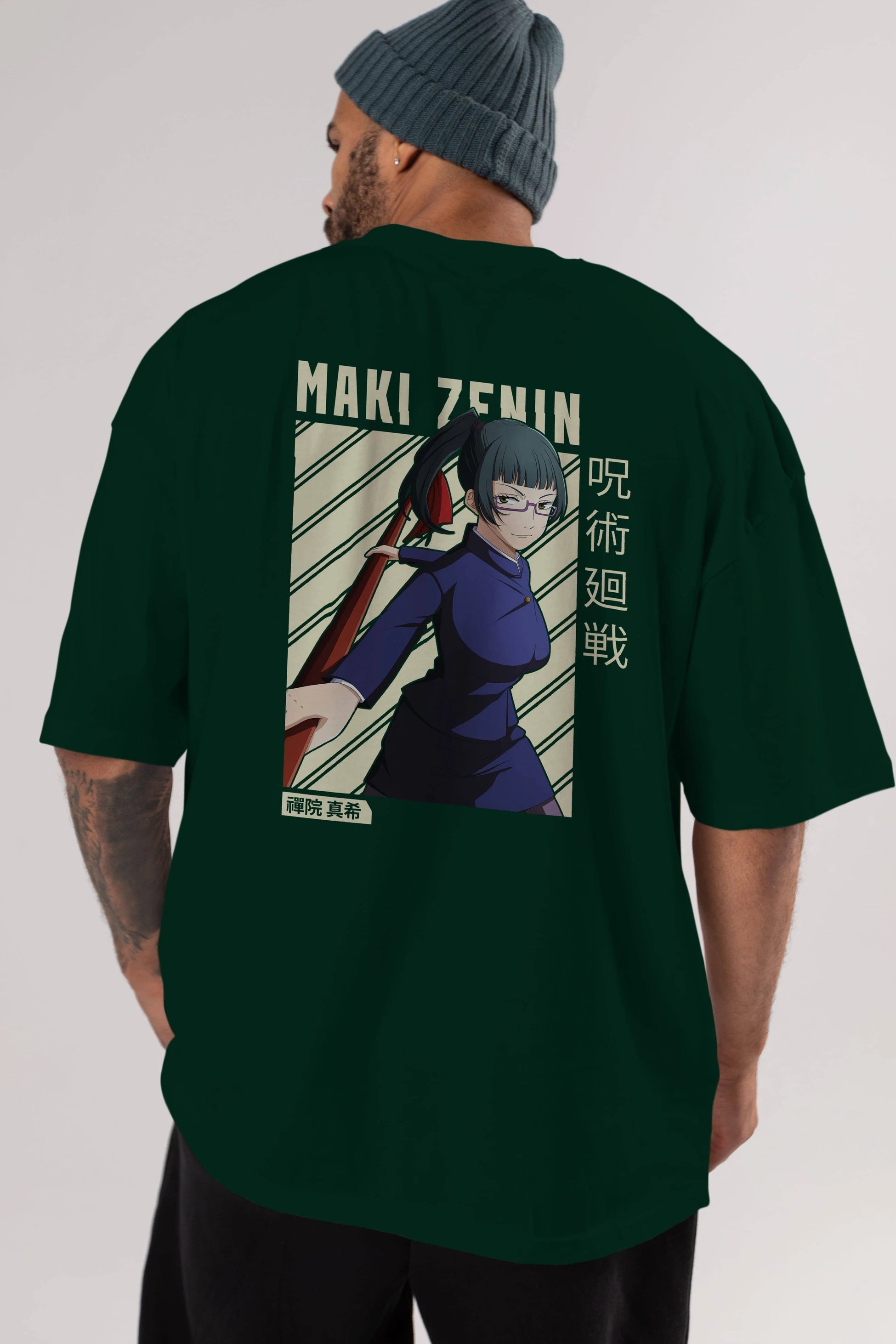 Maki Zenin CHAİNSAWMAN Anime Arka Baskılı Oversize t-shirt Erkek Kadın Unisex