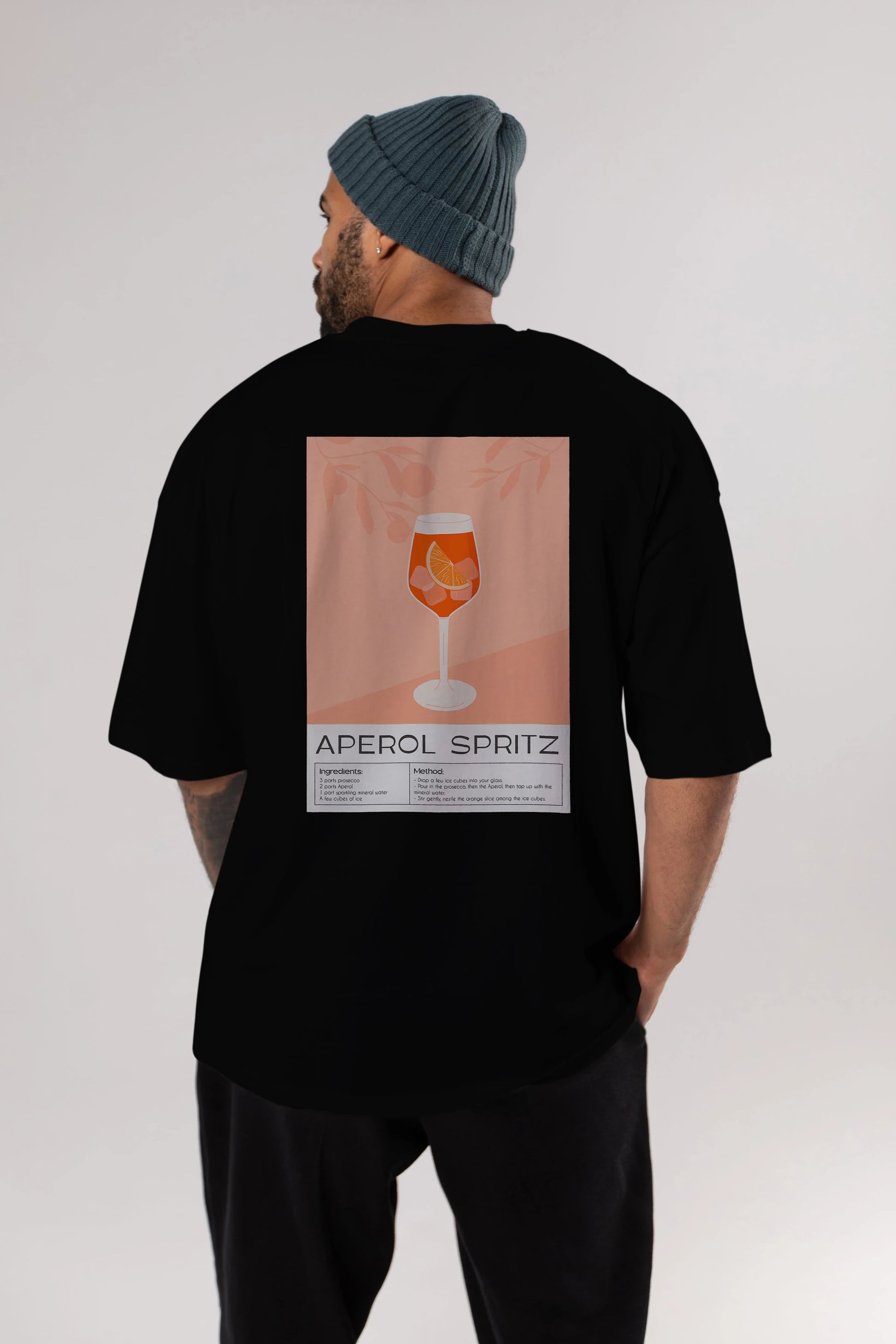 Aperol Spritz 7 Arka Baskılı Oversize t-shirt Erkek Kadın Unisex %100 Pamuk Bisiklet Yaka tişort