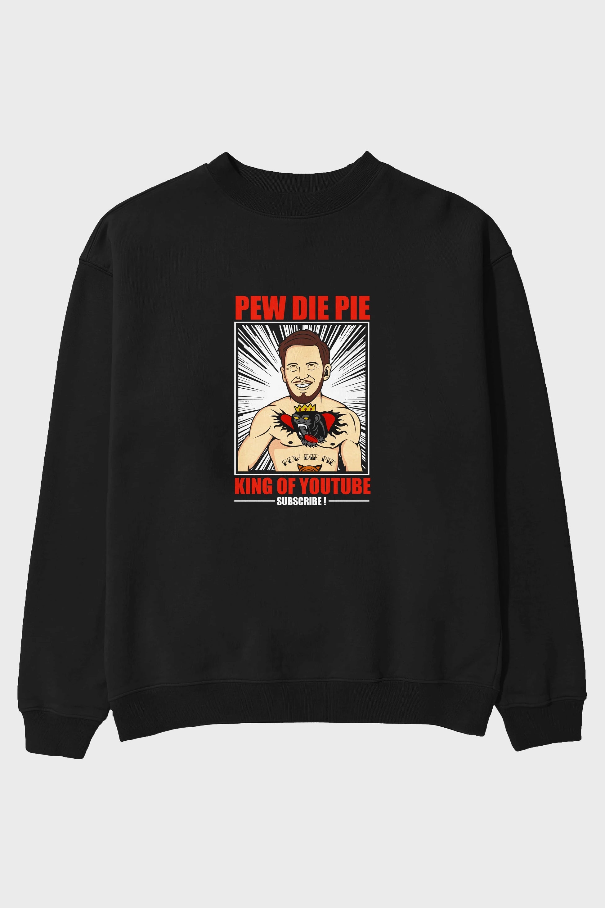 Pew Die Pie Fighter Ön Baskılı Oversize Sweatshirt Erkek Kadın Unisex