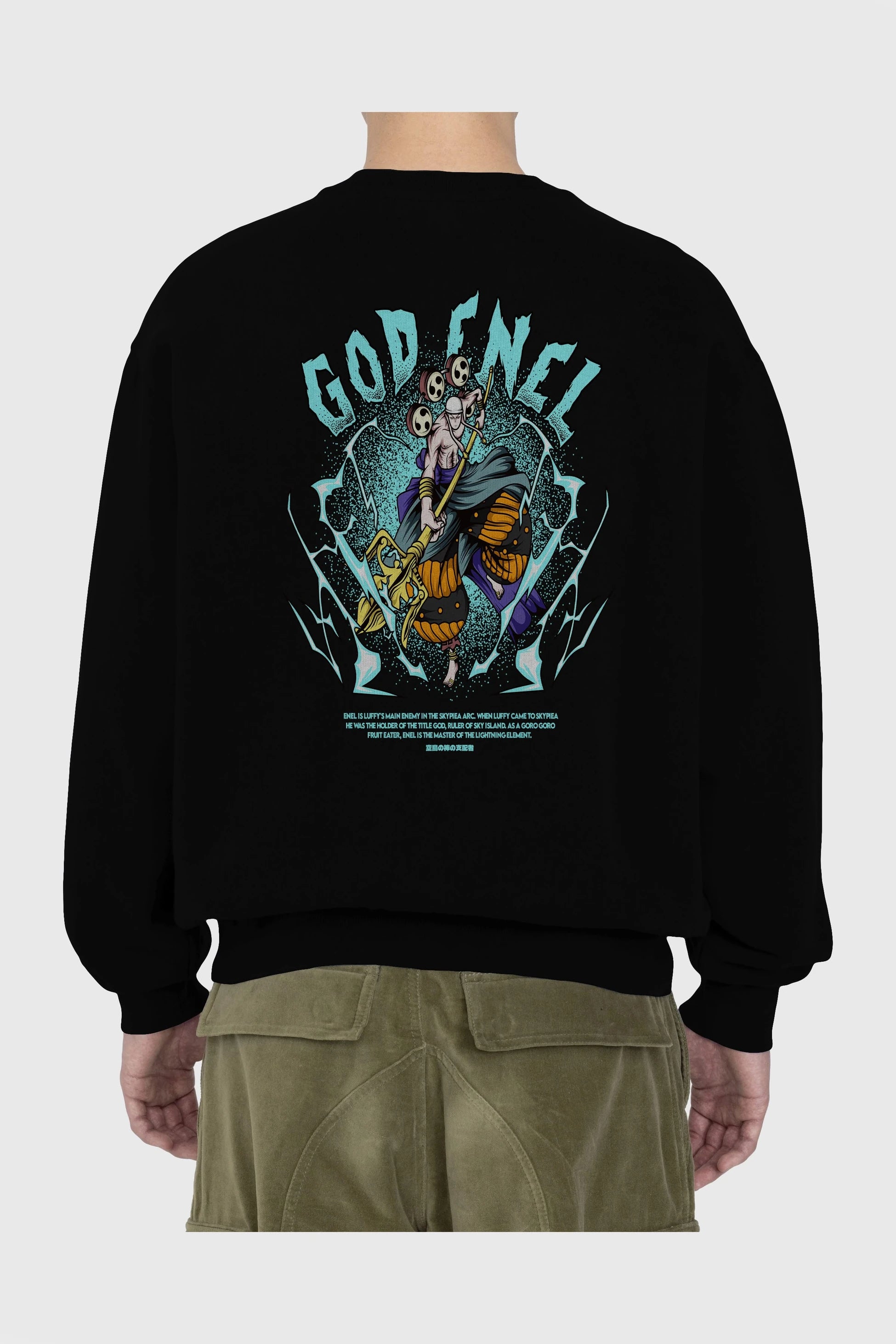 Eneru Anime Arka Baskılı Oversize Sweatshirt Erkek Kadın Unisex