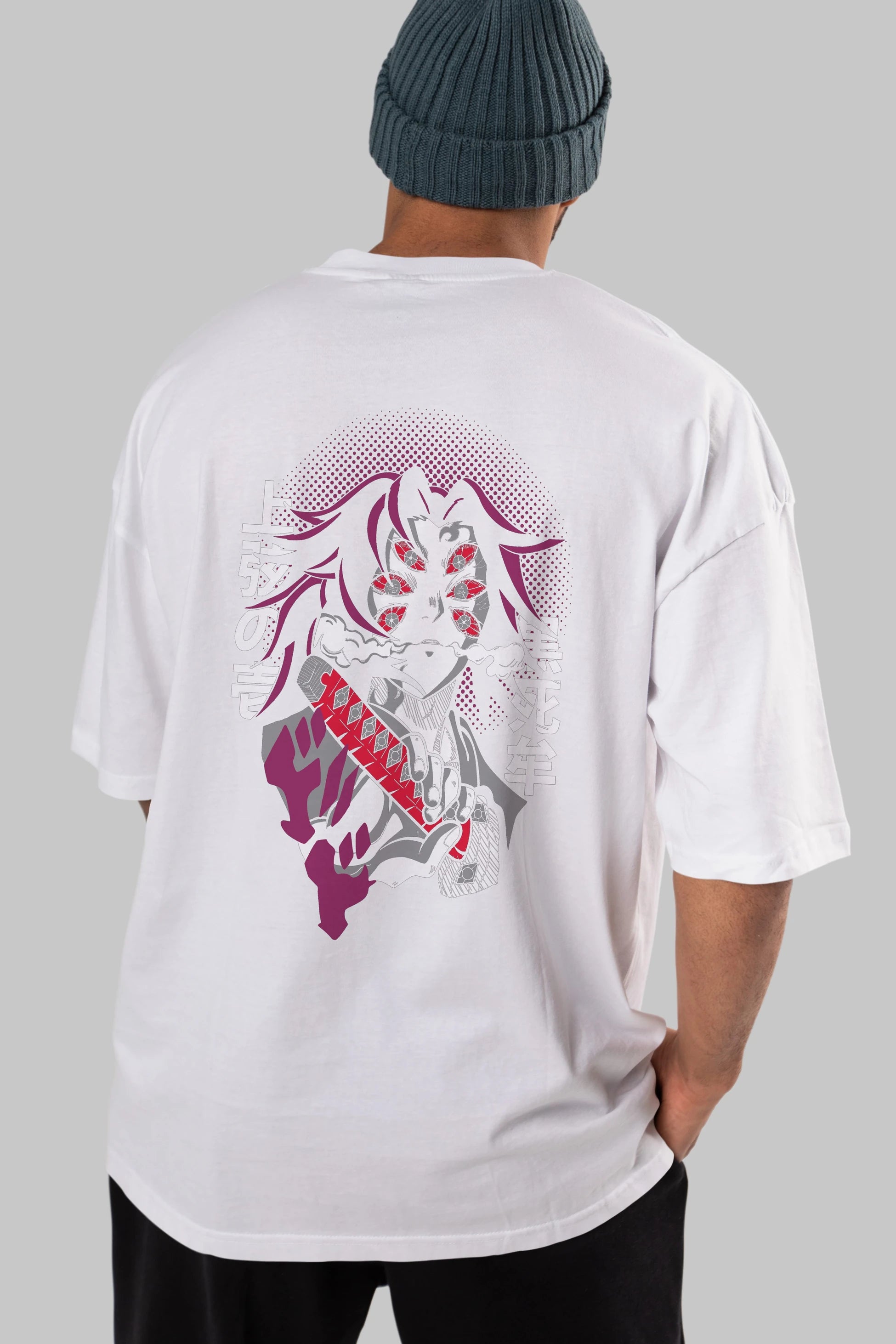 Kokushibo Anime Arka Baskılı Oversize t-shirt Erkek Kadın Unisex