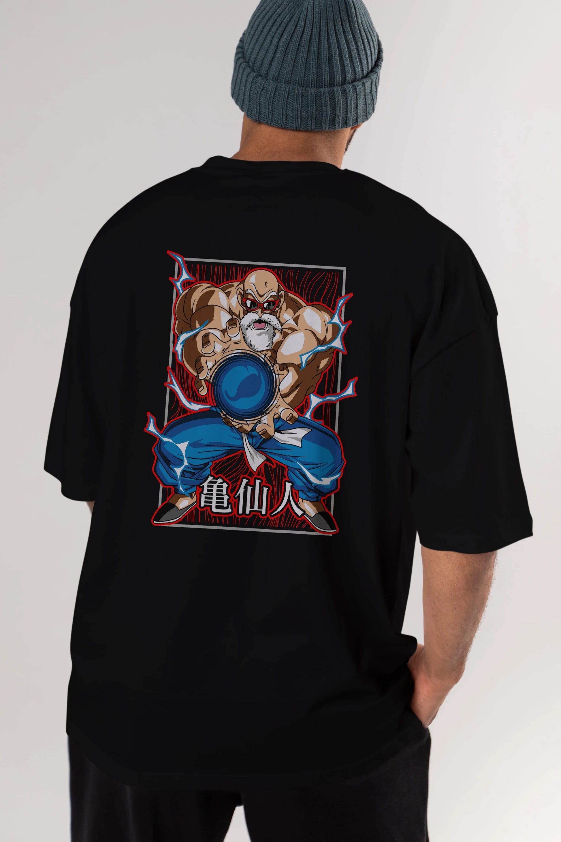 DragonBall MaestroRoshi Anime Arka Baskılı Oversize t-shirt Erkek Kadın Unisex