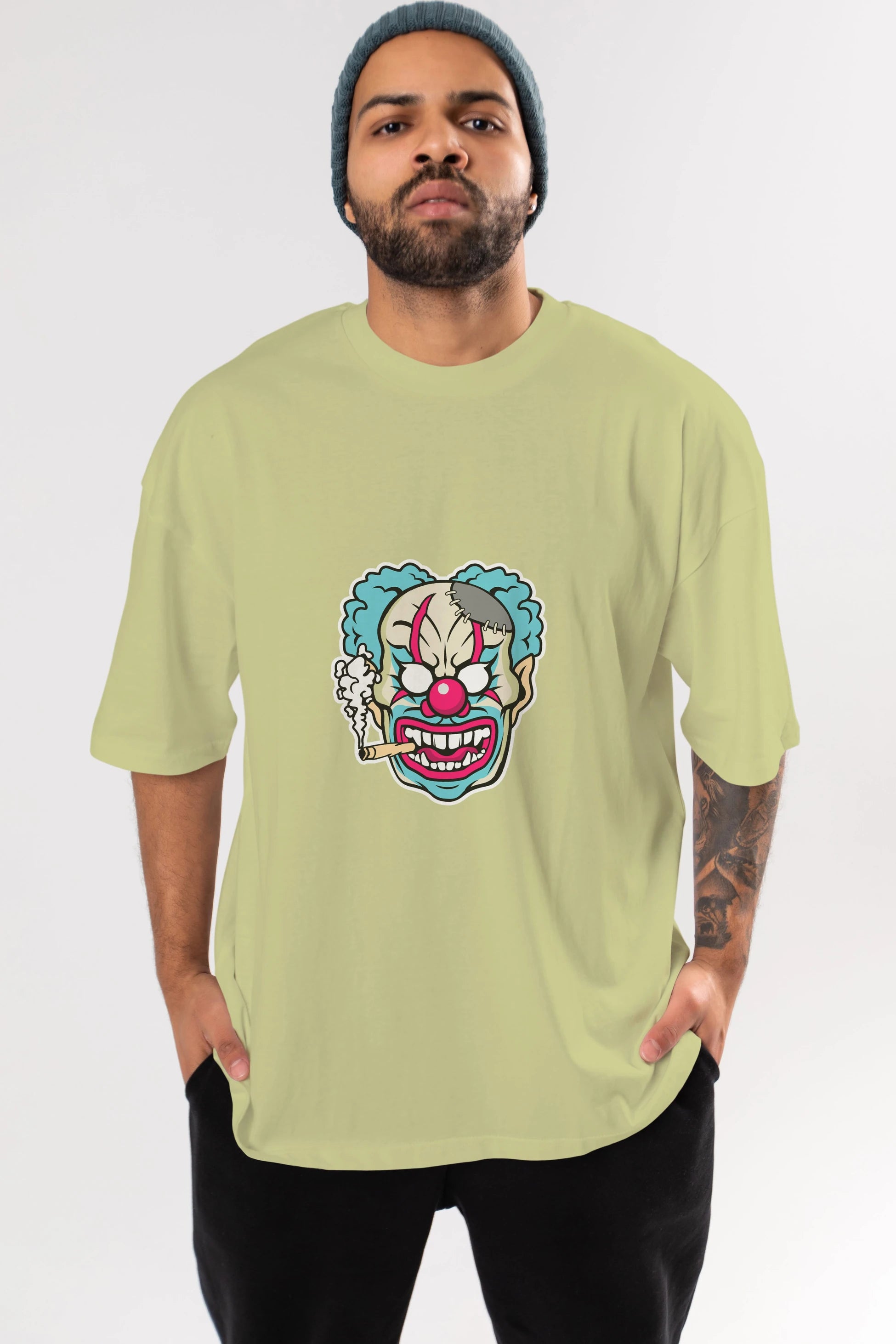 Clown Beast Ön Baskılı Oversize t-shirt Erkek Kadın Unisex %100 Pamuk tişort