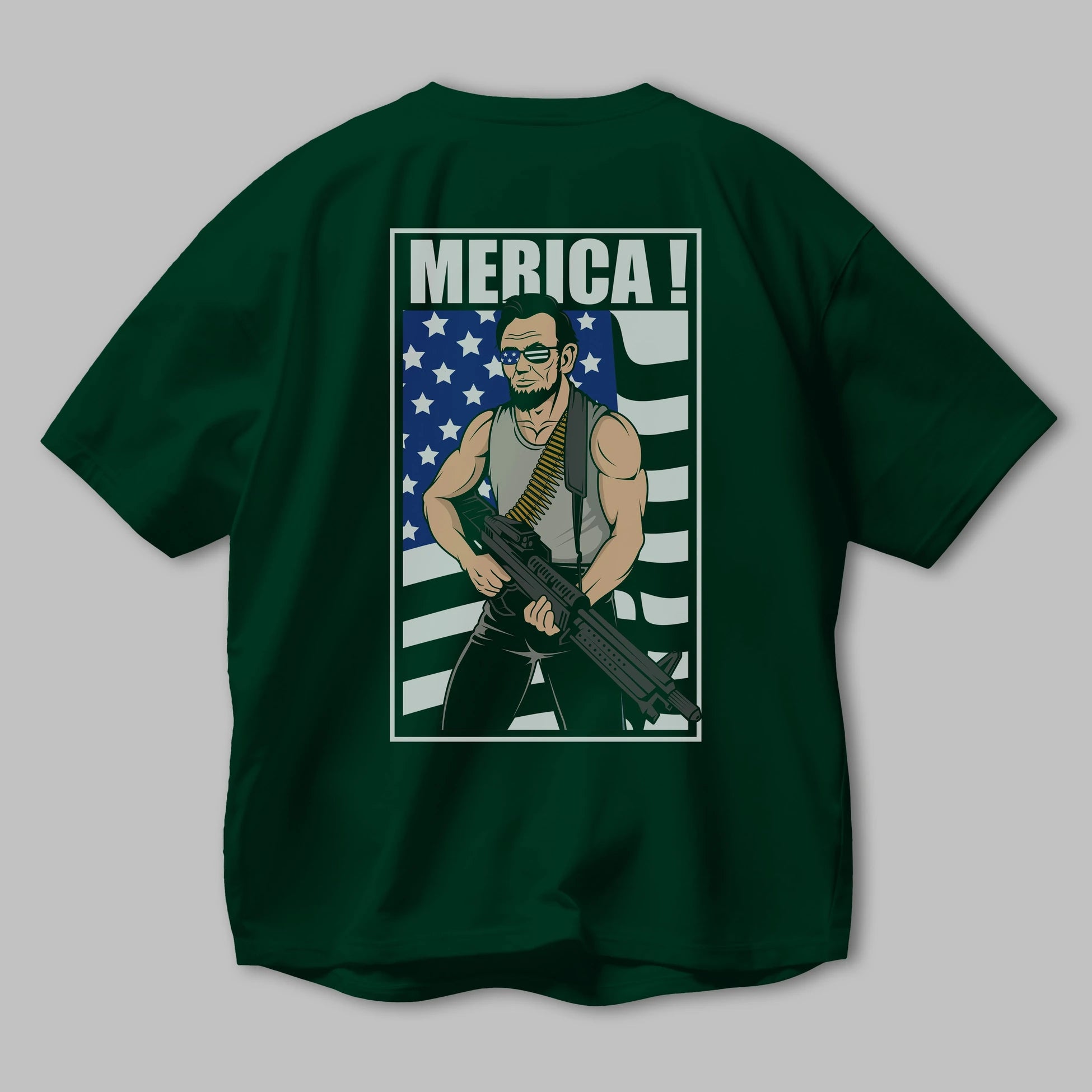 Lincoln Rambo Arka Baskılı Oversize t-shirt Erkek Kadın Unisex %100 Pamuk tişort