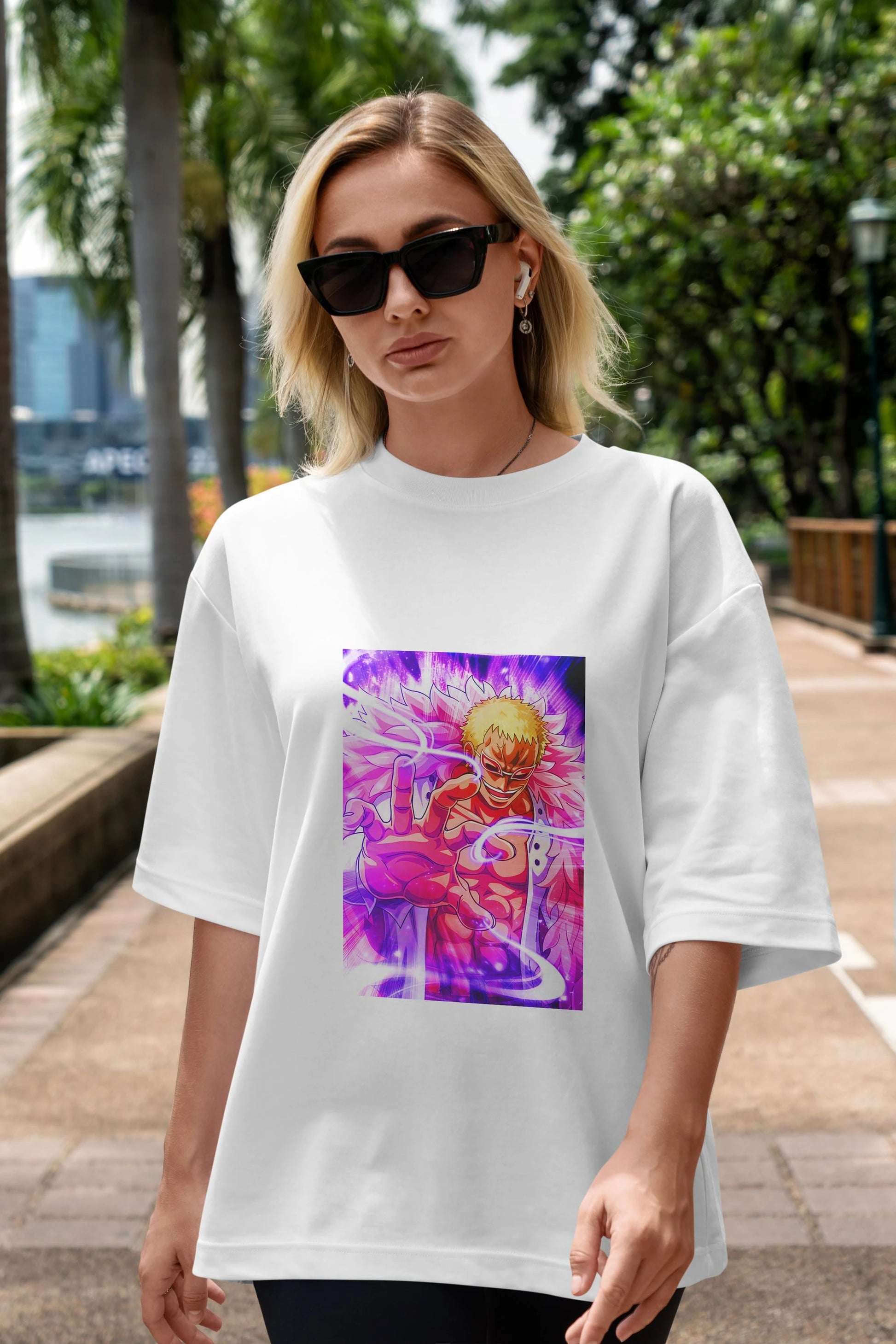 Doflamingo Anime Ön Baskılı Oversize t-shirt Erkek Kadın Unisex