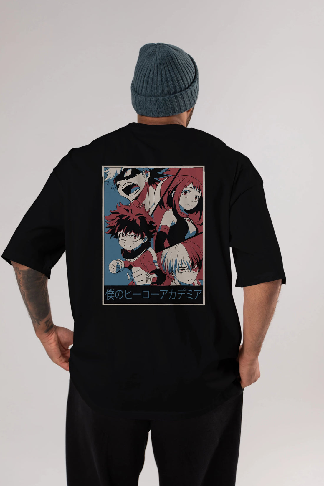 BokuNoHero Anime Arka Baskılı Oversize t-shirt Erkek Kadın Unisex