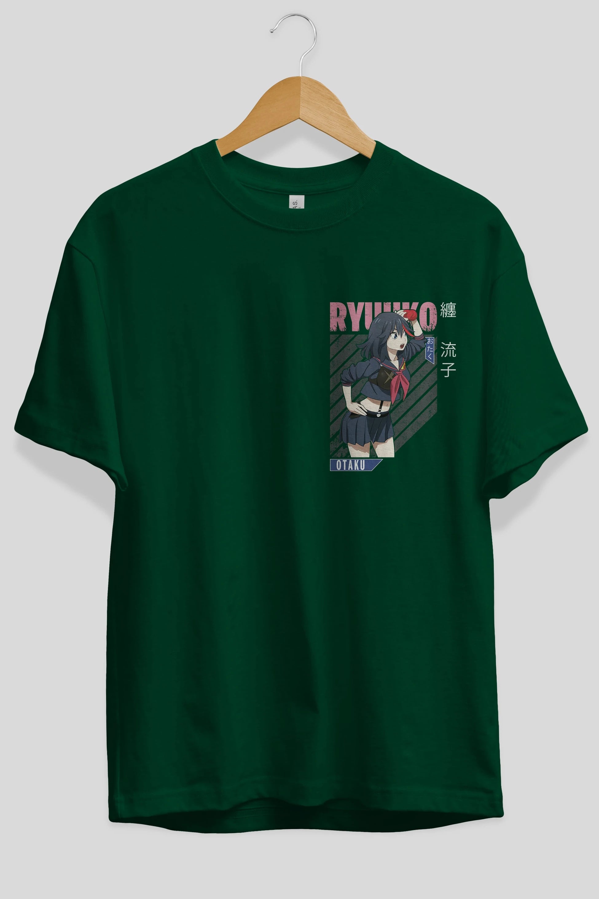 Ryuuko Matoi 6 Ön Sol Baskılı Oversize t-shirt Erkek Kadın Unisex %100 Pamuk Bisiklet Yaka tişort