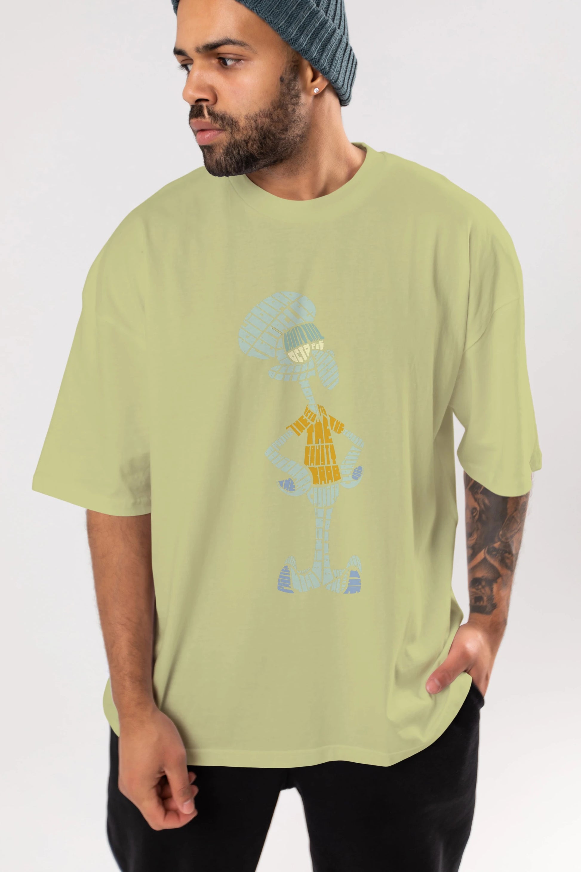 Squidward Ön Baskılı Oversize t-shirt %100 pamuk Erkek Kadın Unisex