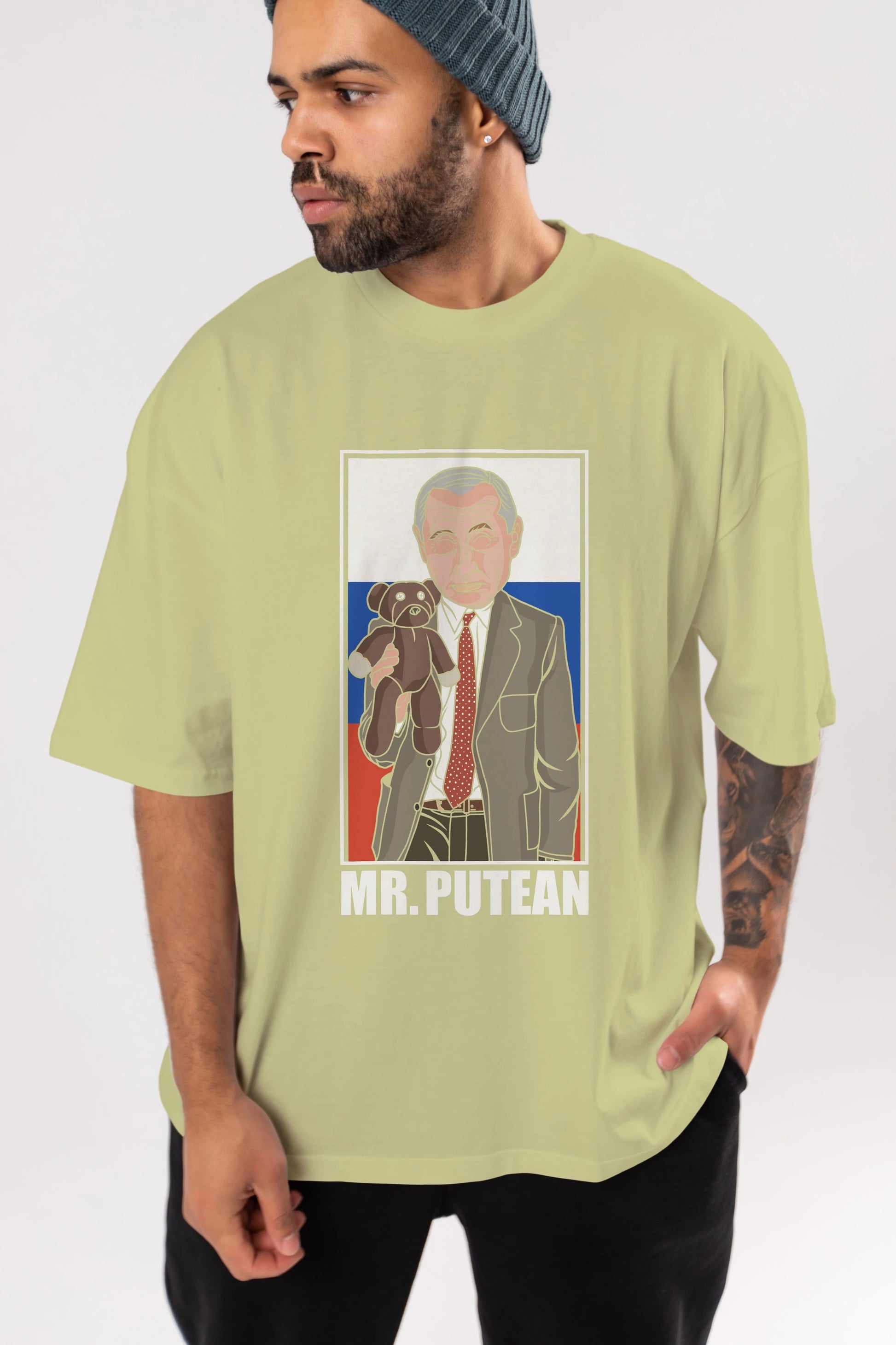 Mr Putean Ön Baskılı Oversize t-shirt Erkek Kadın Unisex %100 Pamuk tişort