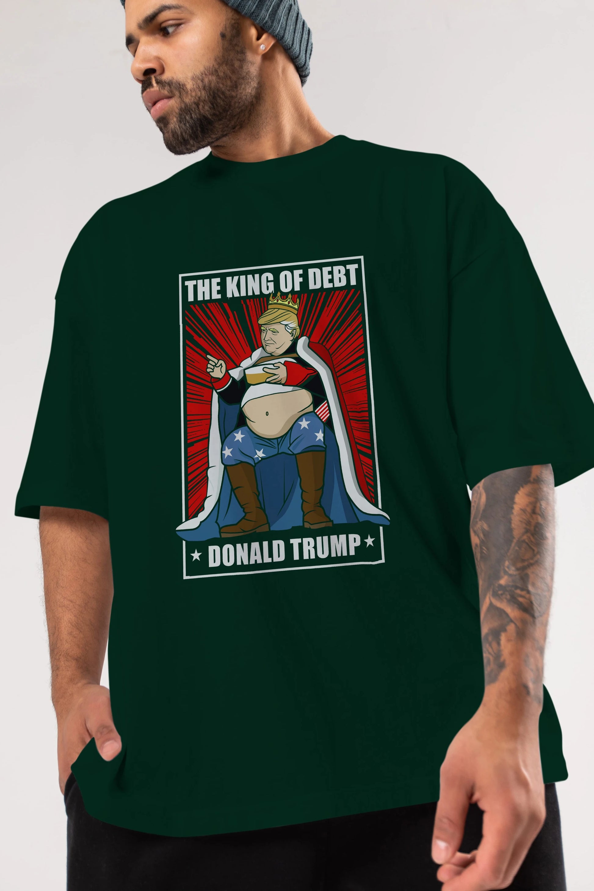 Trump King Ön Baskılı Oversize t-shirt Erkek Kadın Unisex %100 Pamuk tişort