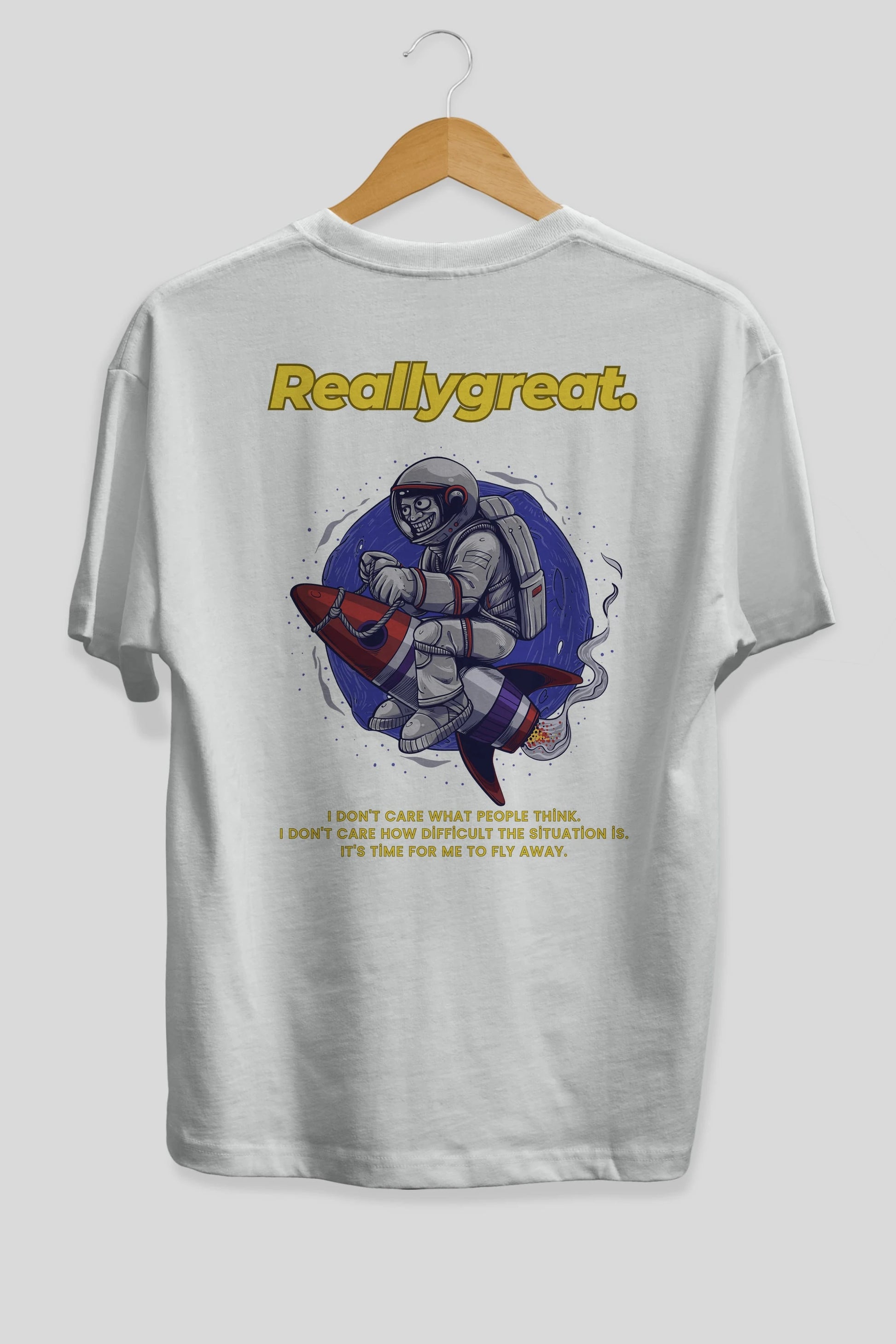 Reallygreat Astronaut Arka Baskılı Oversize t-shirt Erkek Kadın Unisex