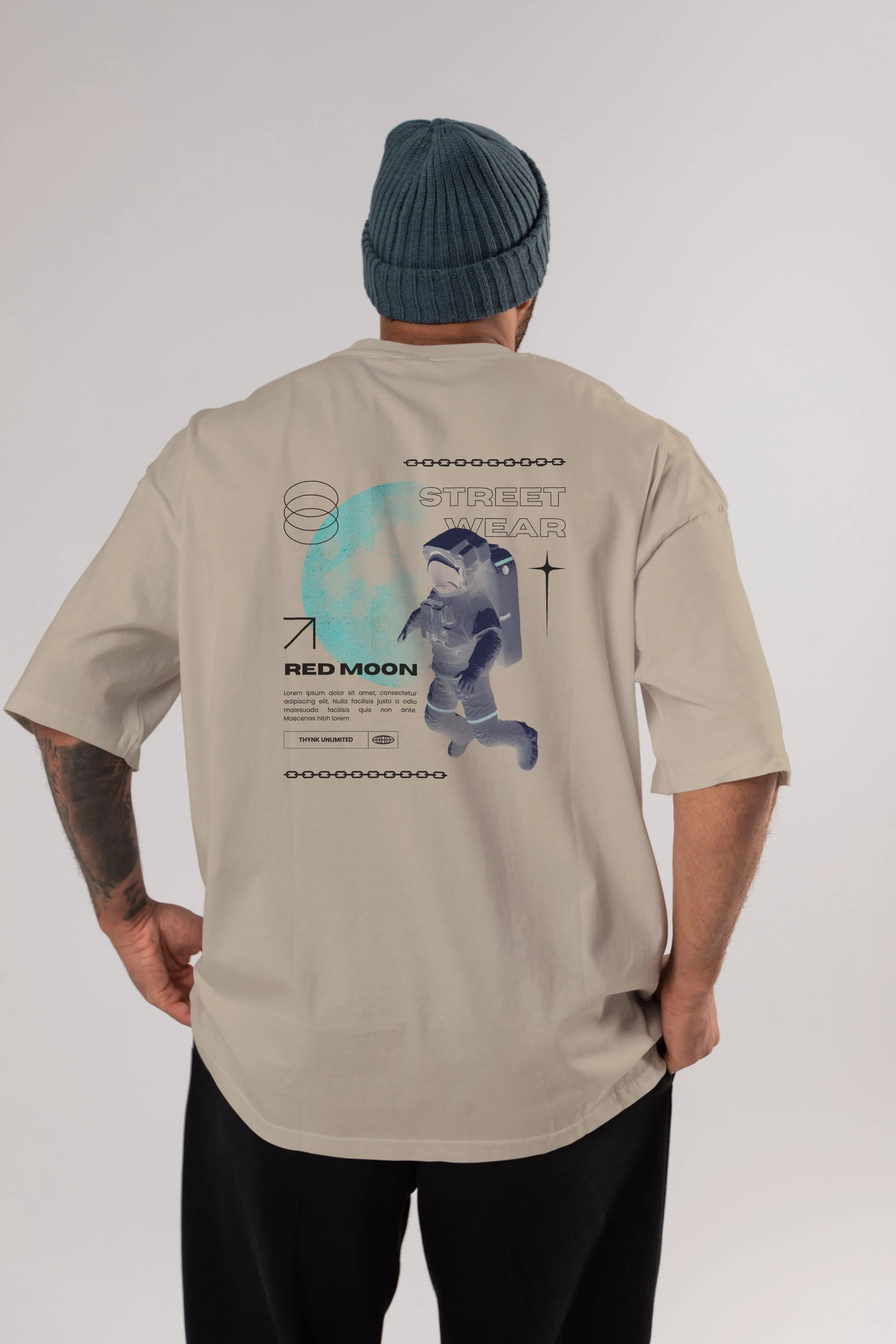 Red Moon Streetwear Arka Baskılı Oversize t-shirt Erkek Kadın Unisex