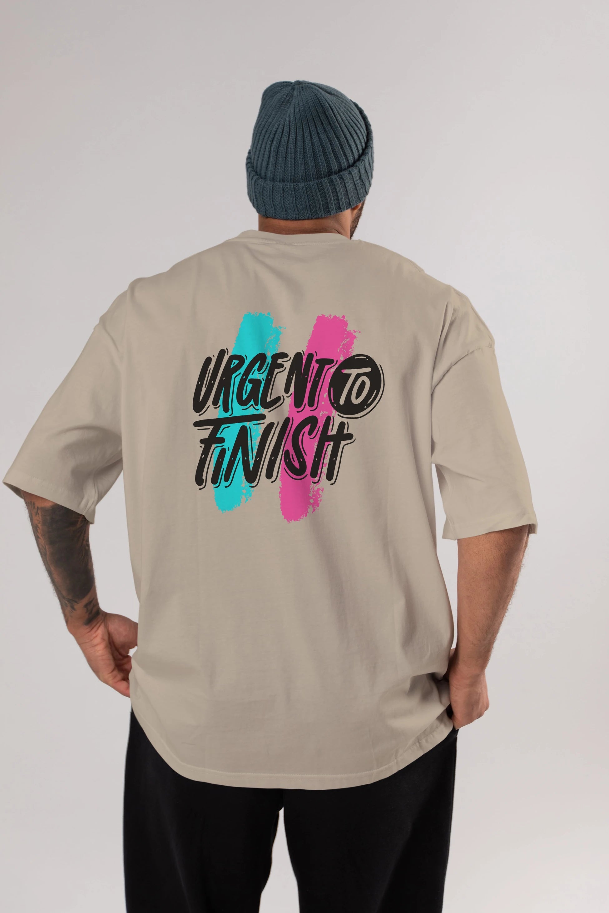 Urgent To Finish Arka Baskılı Oversize t-shirt Erkek Kadın Unisex