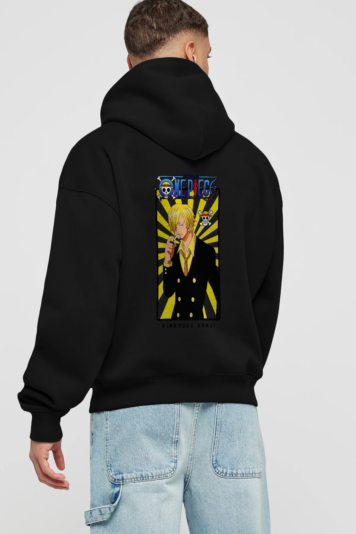 Sanji 4 Anime Arka Baskılı Hoodie Oversize Kapüşonlu Sweatshirt Erkek Kadın Unisex