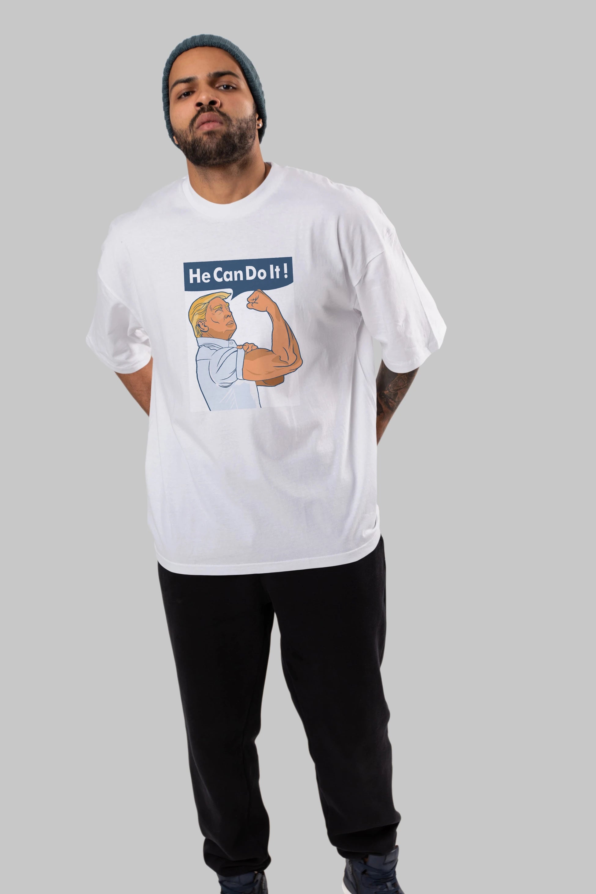 He Can Do It Trump Ön Baskılı Oversize t-shirt Erkek Kadın Unisex %100 Pamuk tişort