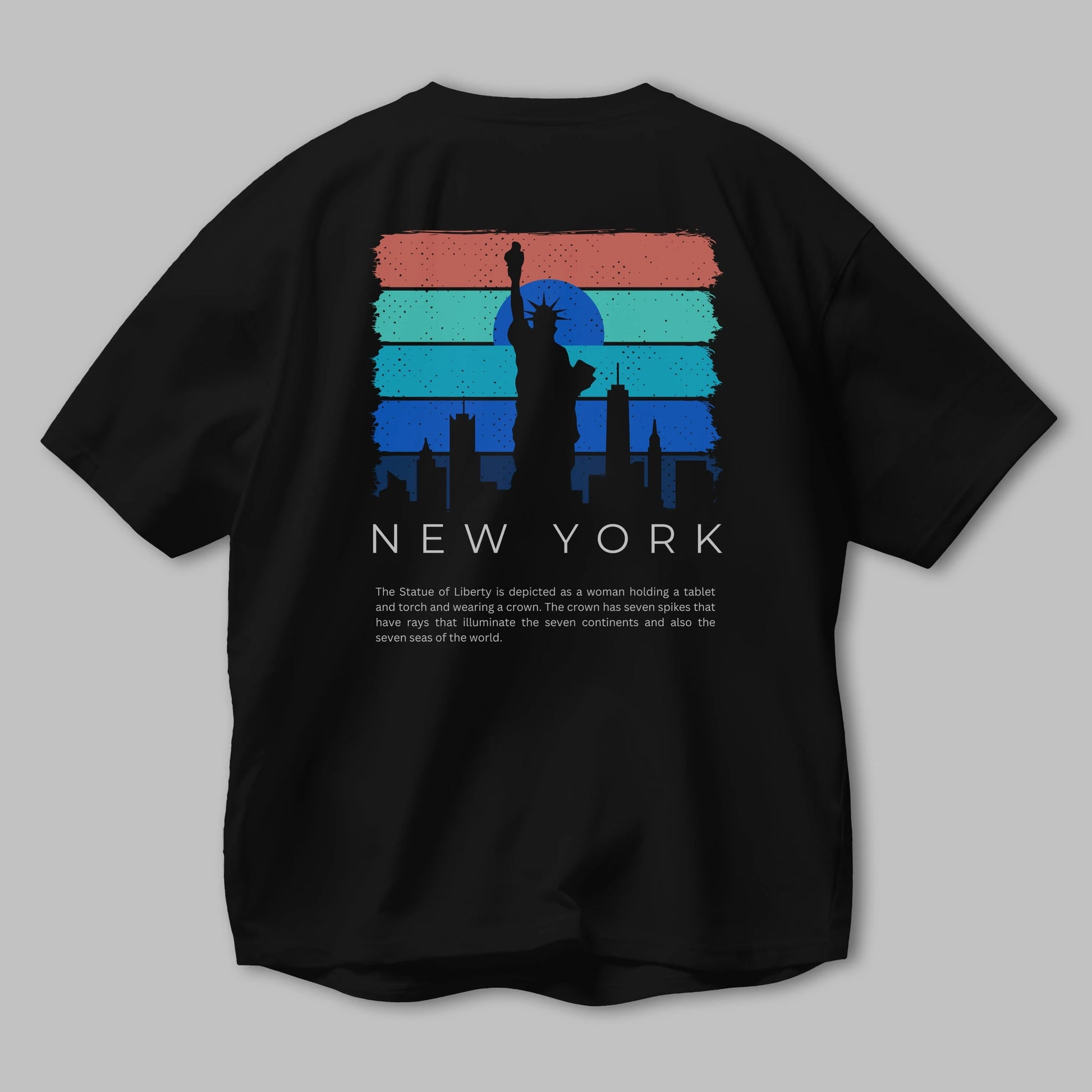 New York Yazılı Arka Baskılı Oversize t-shirt Erkek Kadın Unisex