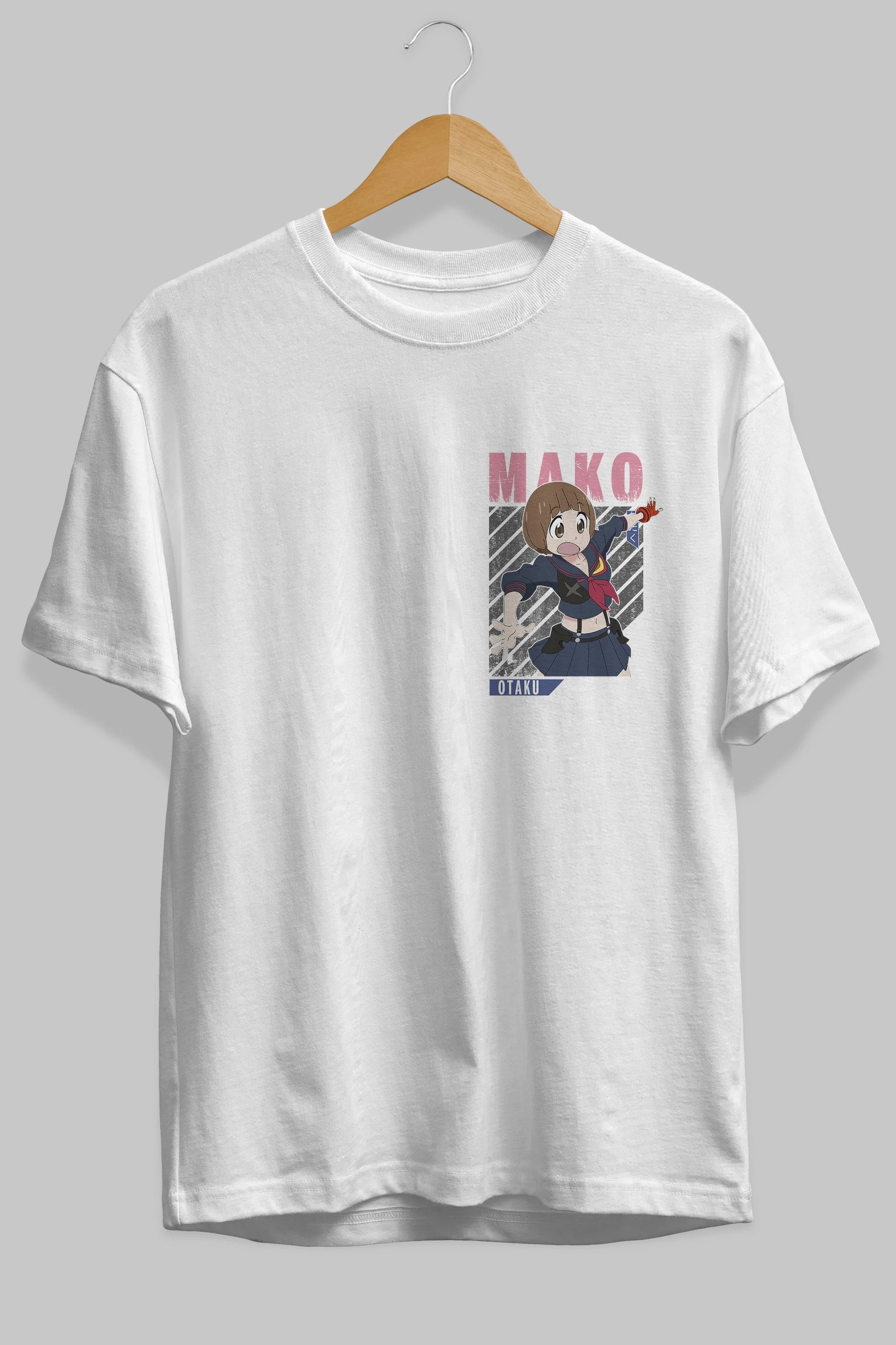 Mako Mankanshoku 2 Ön Sol Baskılı Oversize t-shirt Erkek Kadın Unisex %100 Pamuk Bisiklet Yaka tişort