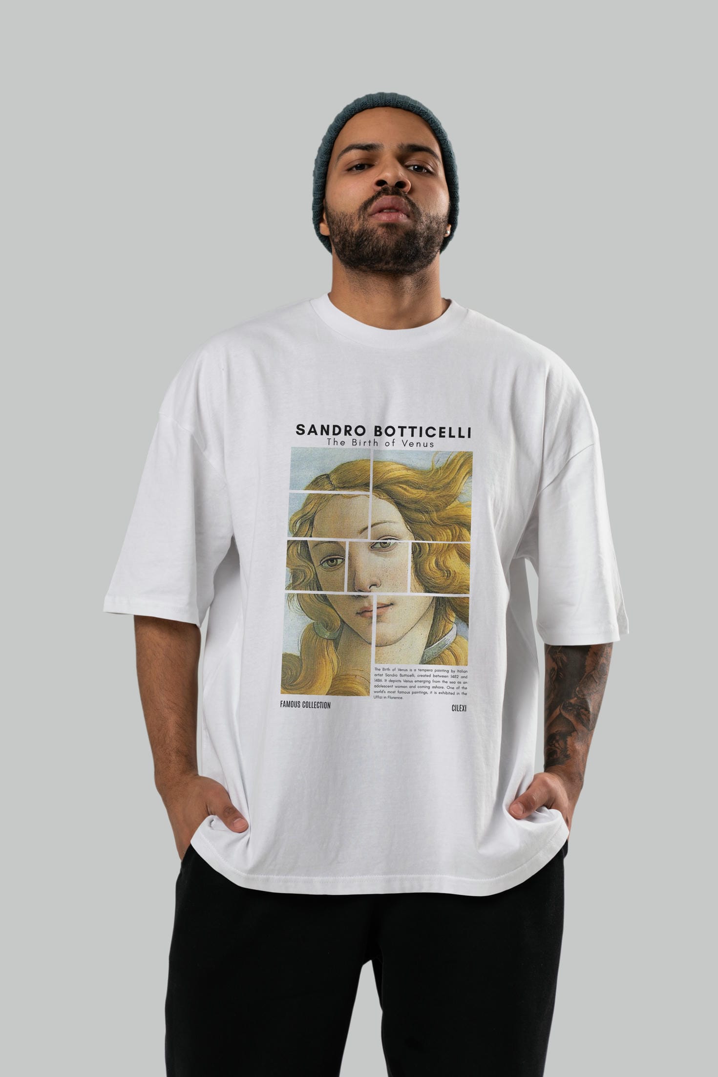 Sandro Botticelli ön Baskılı Oversize t-shirt Erkek Kadın Bisiklet Yaka Pamuk tişort