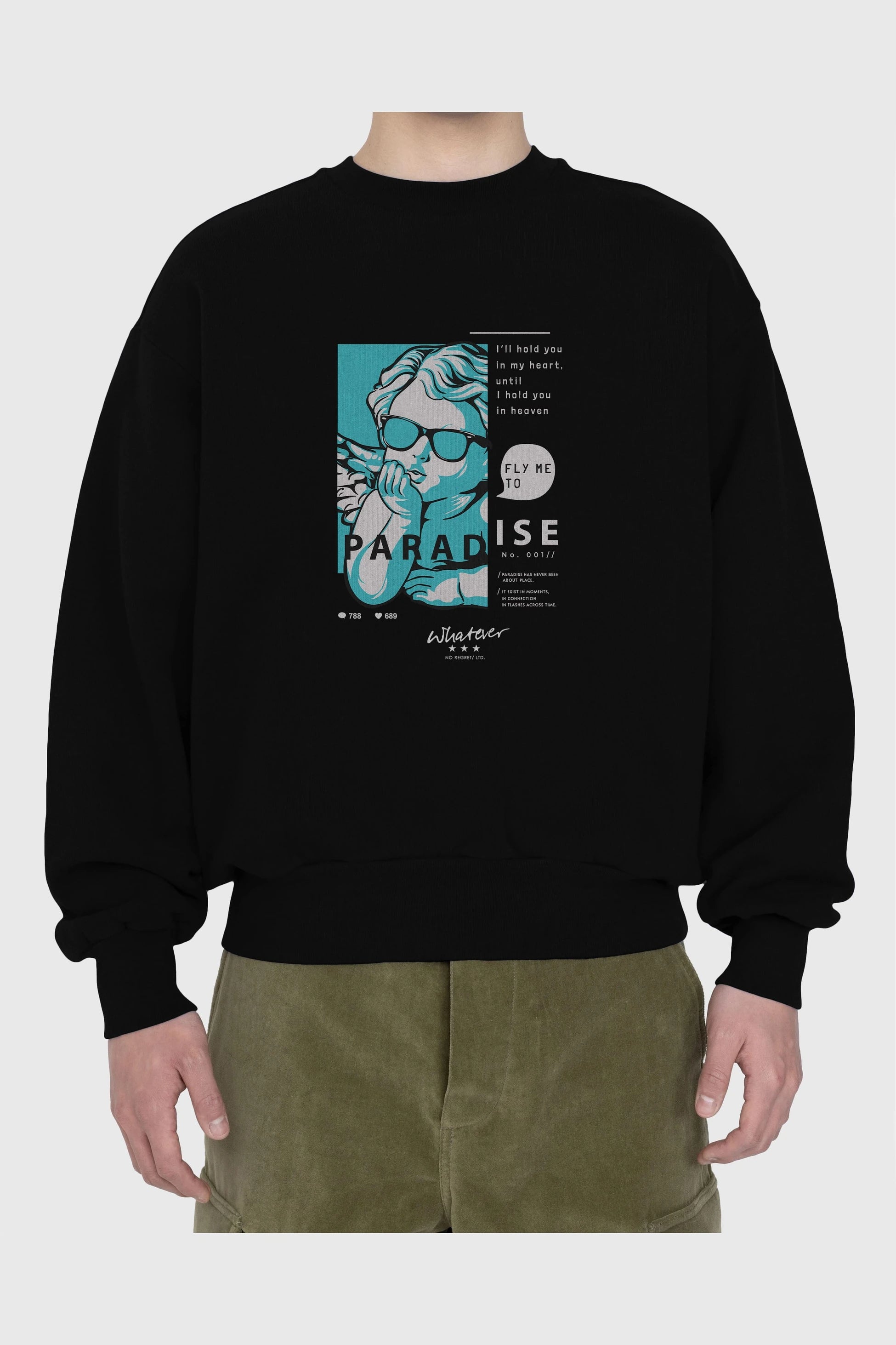 Paradise Fly to Me Ön Baskılı Oversize Sweatshirt Erkek Kadın Unisex