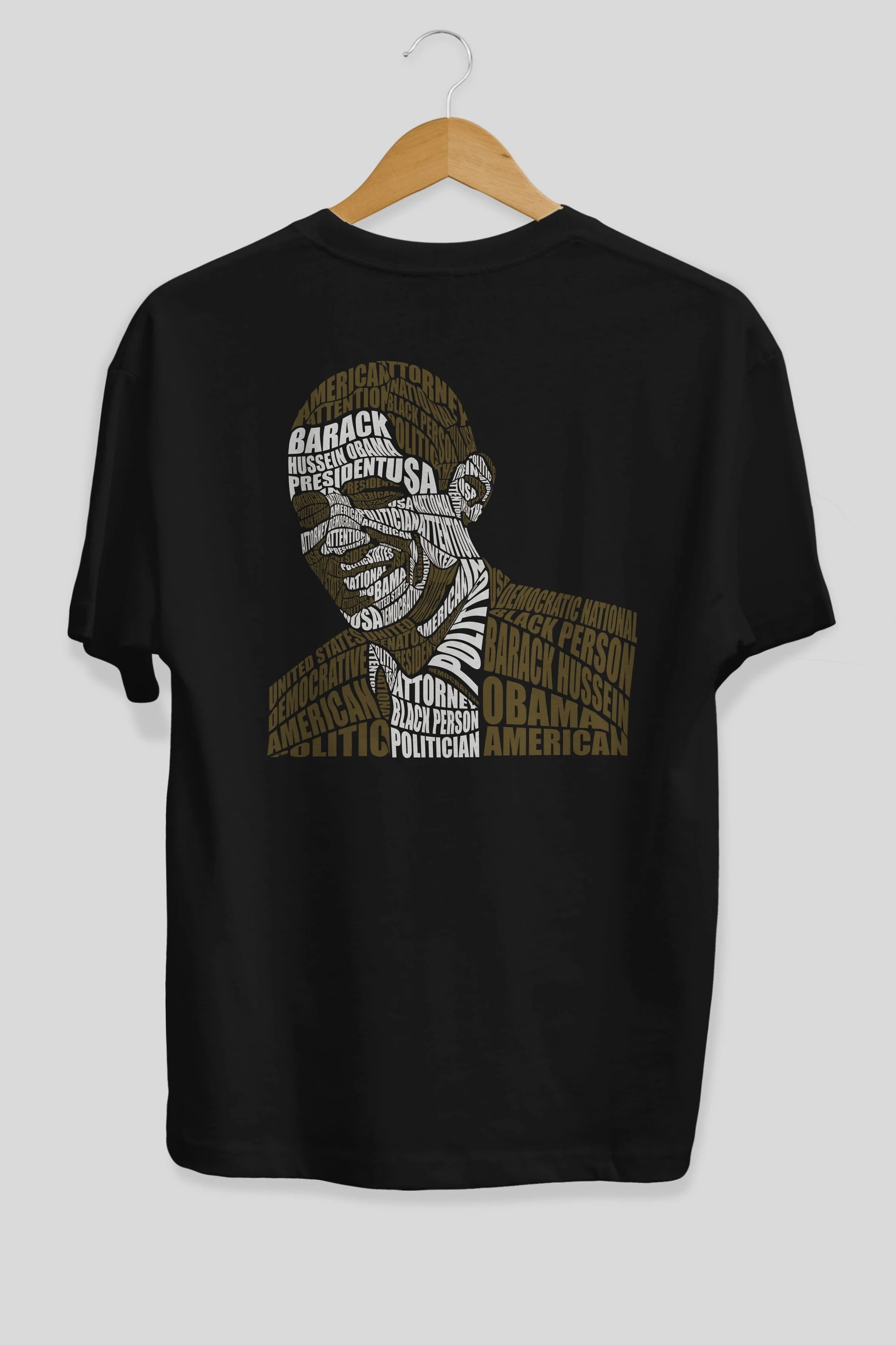 Obama Calligram Arka Baskılı Oversize t-shirt %100 pamuk Erkek Kadın Unisex