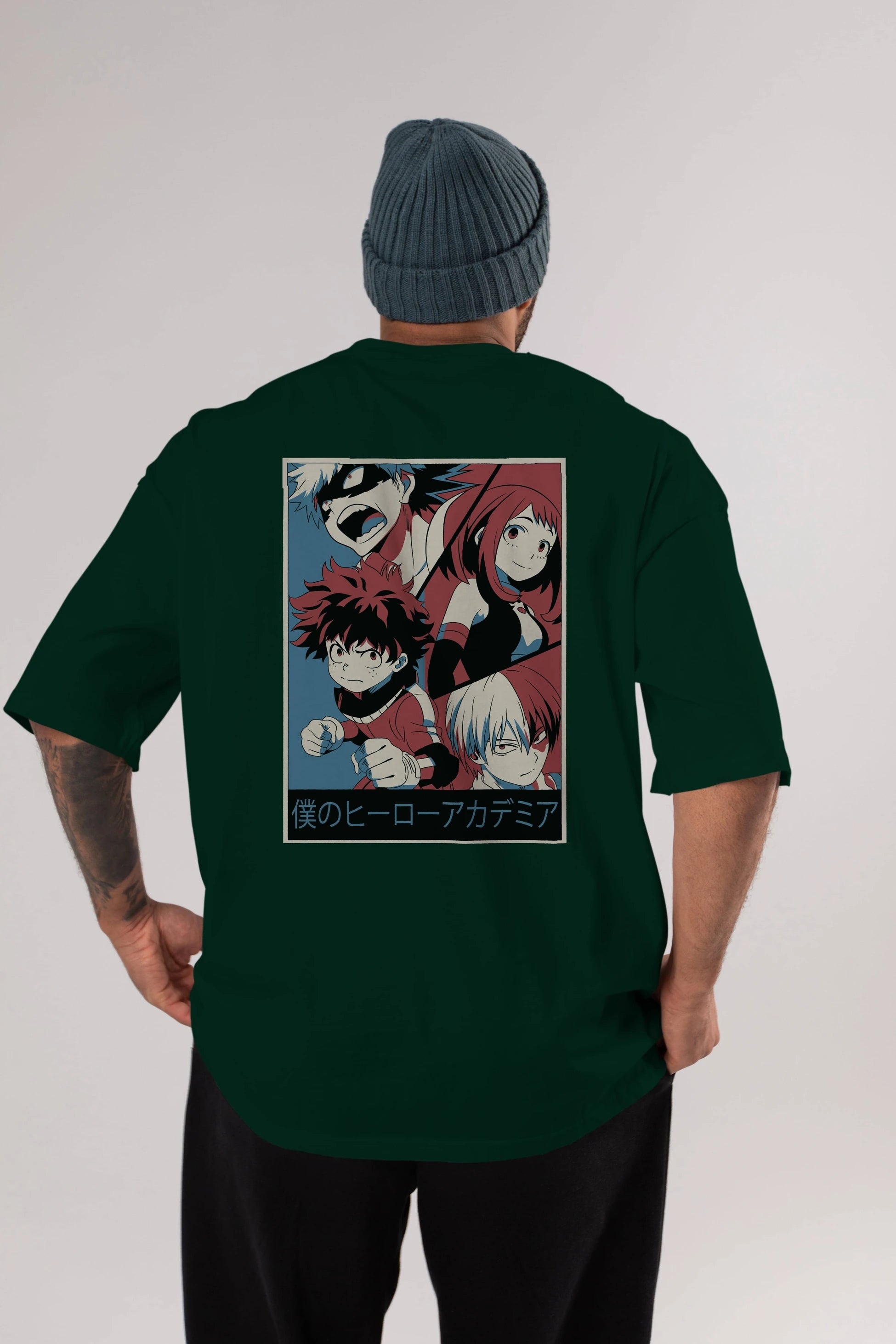 BokuNoHero Anime Arka Baskılı Oversize t-shirt Erkek Kadın Unisex