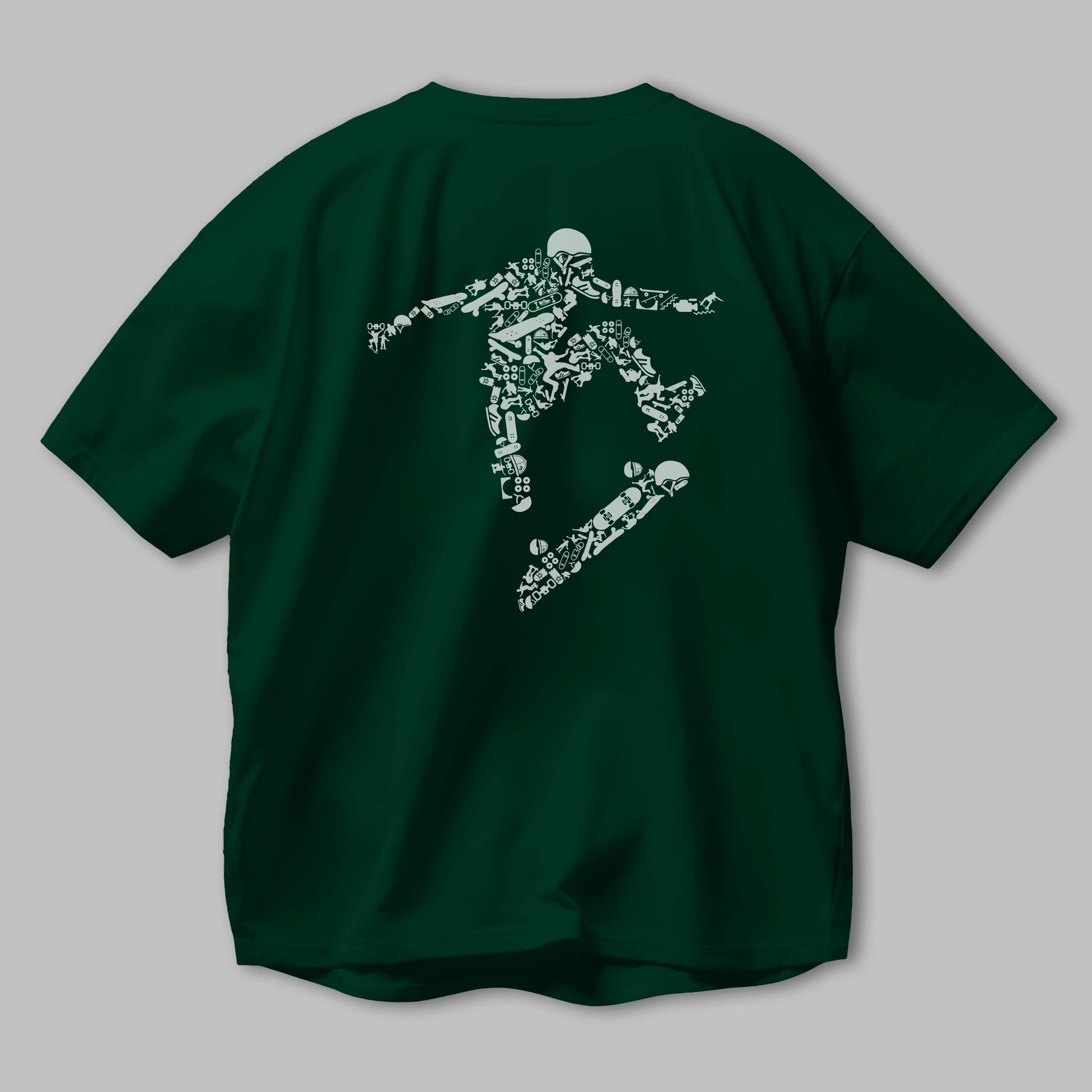 Skater Arka Baskılı Oversize t-shirt %100 pamuk Erkek Kadın Unisex