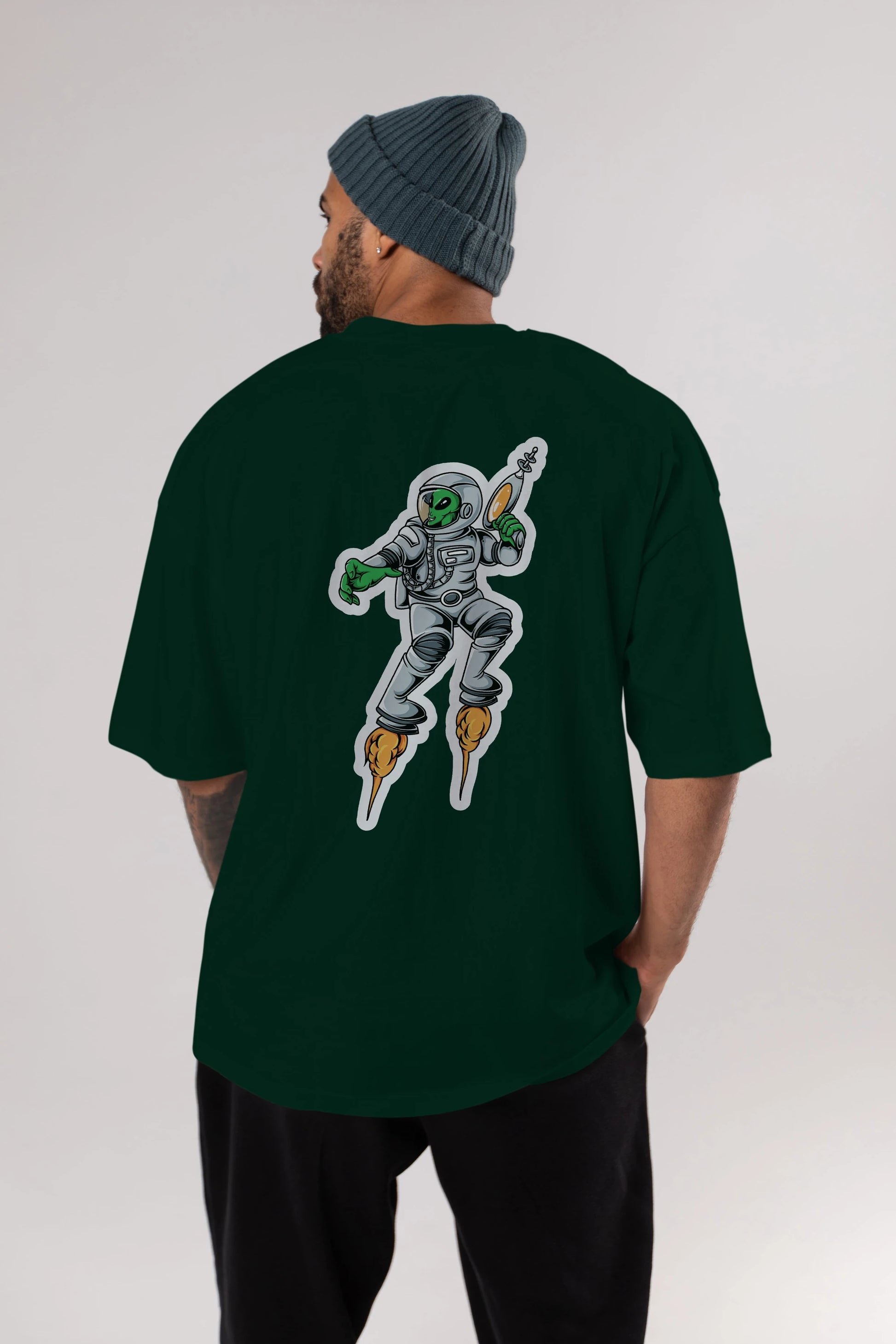 Alien Wars Sticker Arka Baskılı Oversize t-shirt Erkek Kadın Unisex