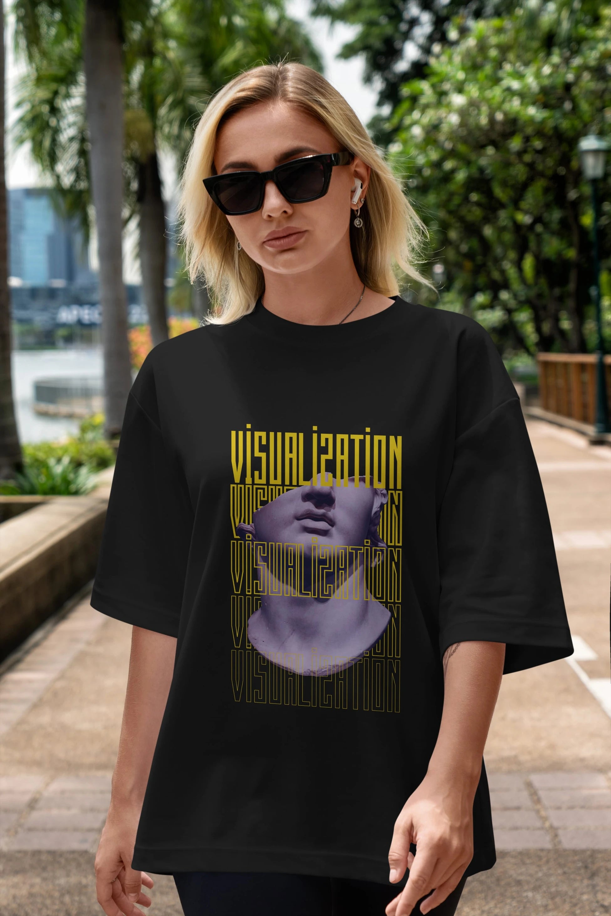 Visualization Yazılı Ön Baskılı Oversize t-shirt Erkek Kadın Unisex
