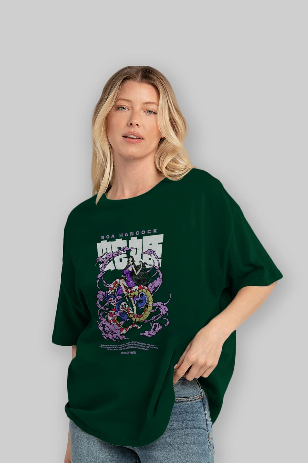 Boa Hancock Anime Ön Baskılı Oversize t-shirt %100 pamuk Erkek Kadın Unisex