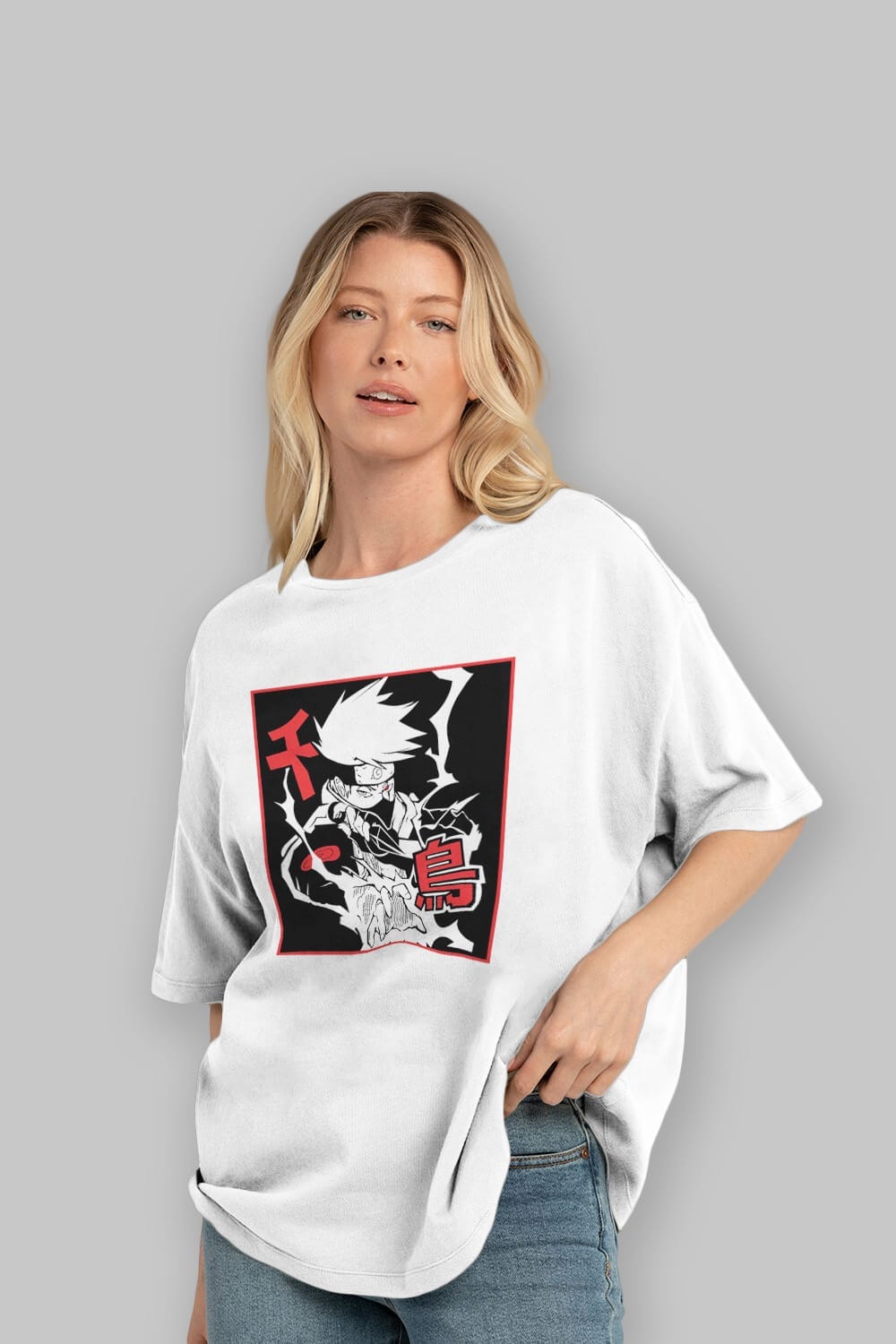 KAKASHI HATAKE NARUTO Anime Ön Baskılı Oversize t-shirt %100 pamuk Erkek Kadın Unisex