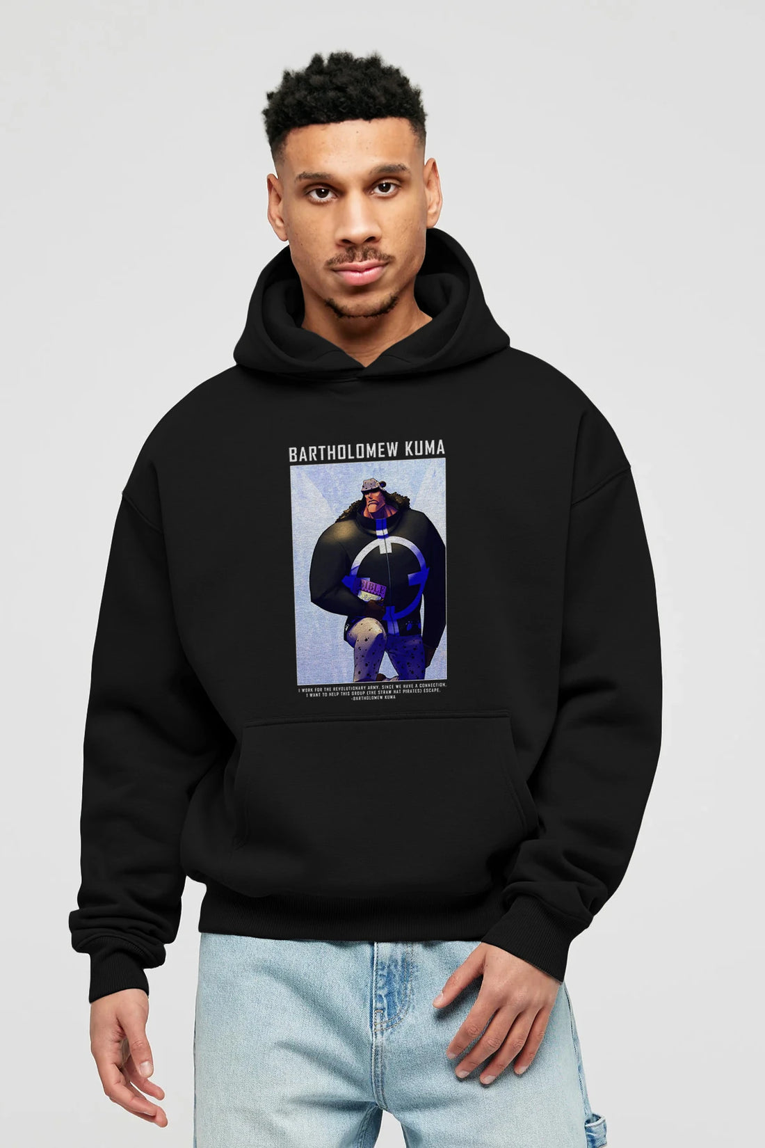 Bartholomew Kuma Anime Ön Baskılı Hoodie Oversize Kapüşonlu Sweatshirt Erkek Kadın Unisex