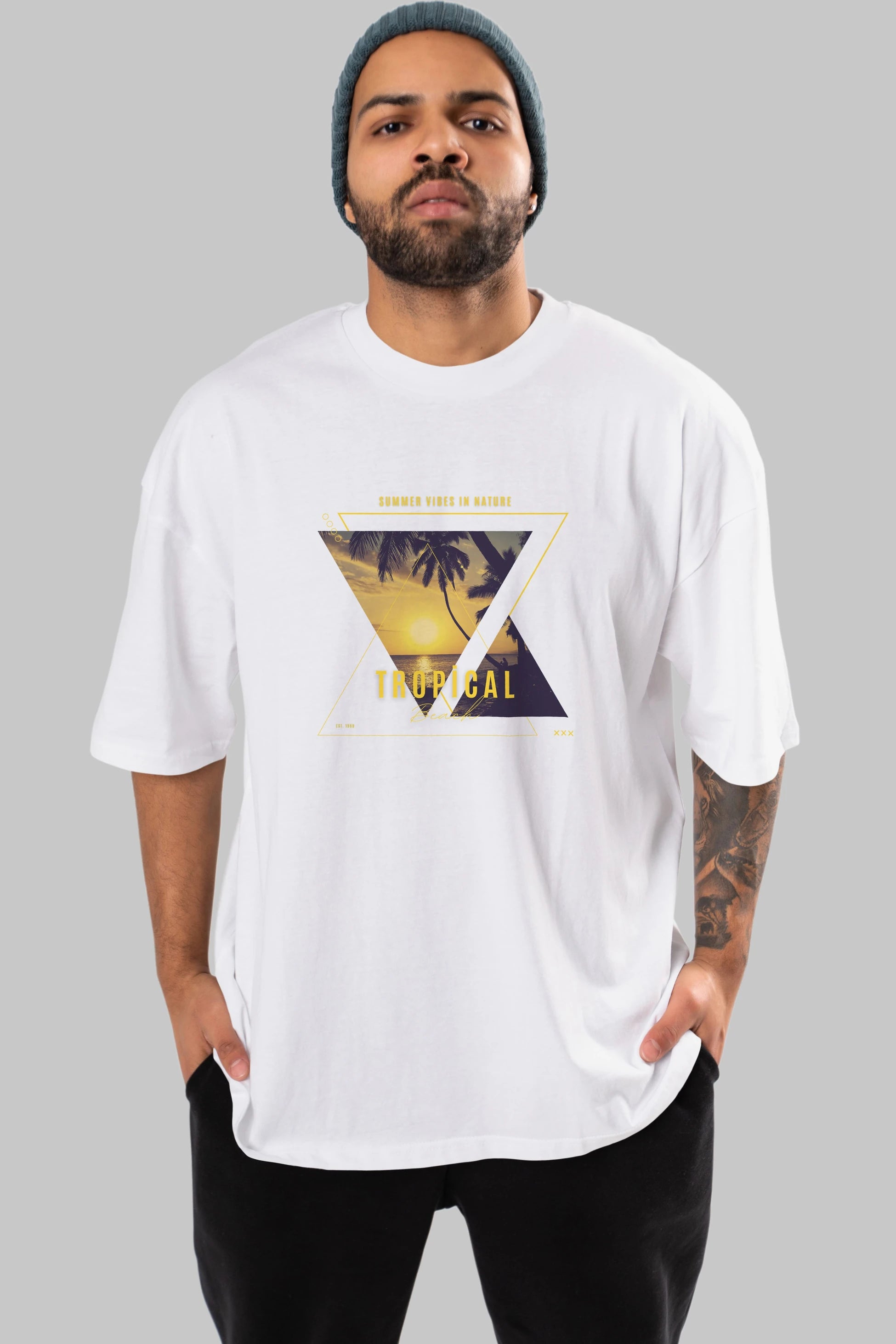 Summer Vibes Yazılı Ön Baskılı Oversize t-shirt Erkek Kadın Unisex