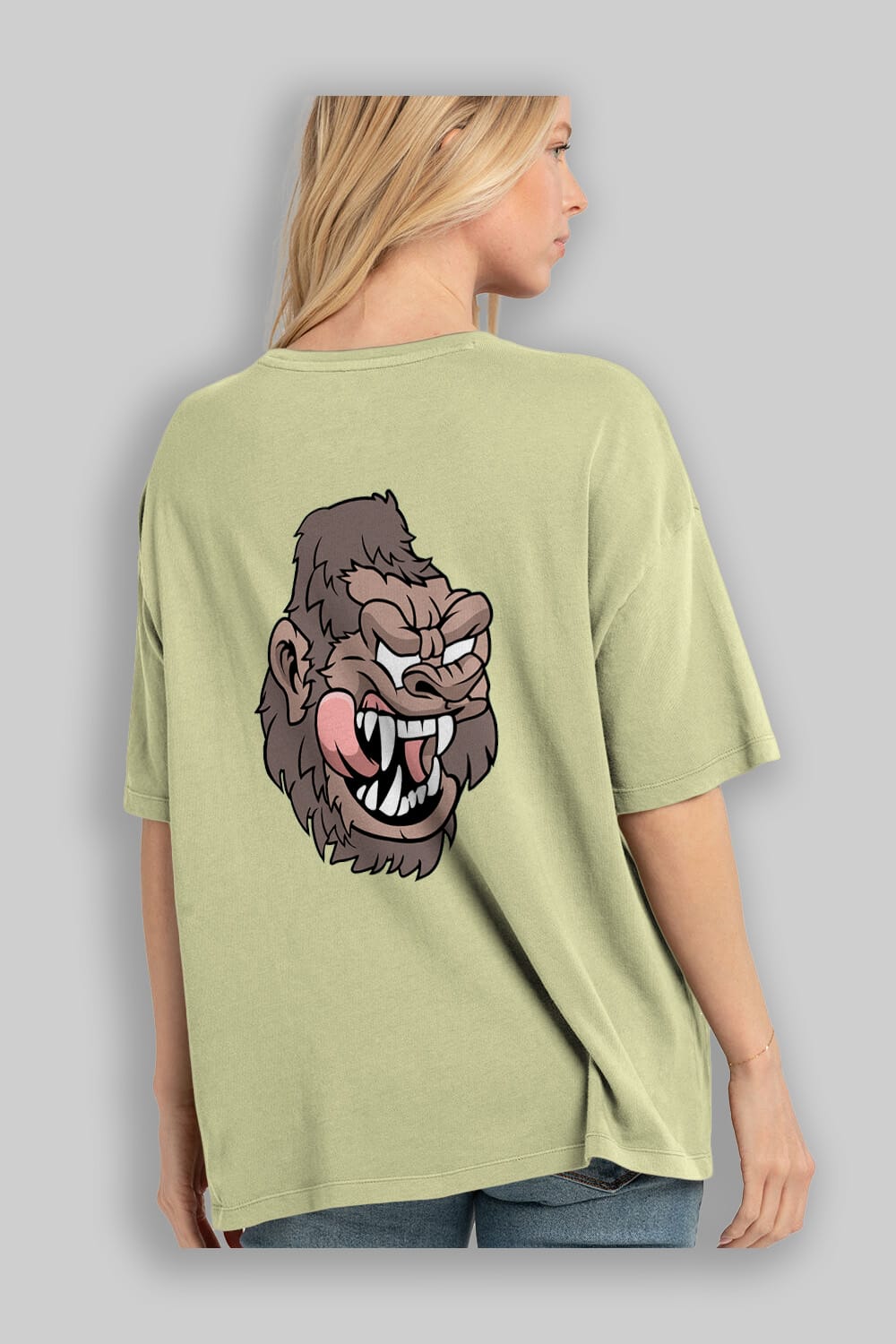 Big Gorilla Arka Baskılı Oversize t-shirt Erkek Kadın Unisex %100 Pamuk tişort