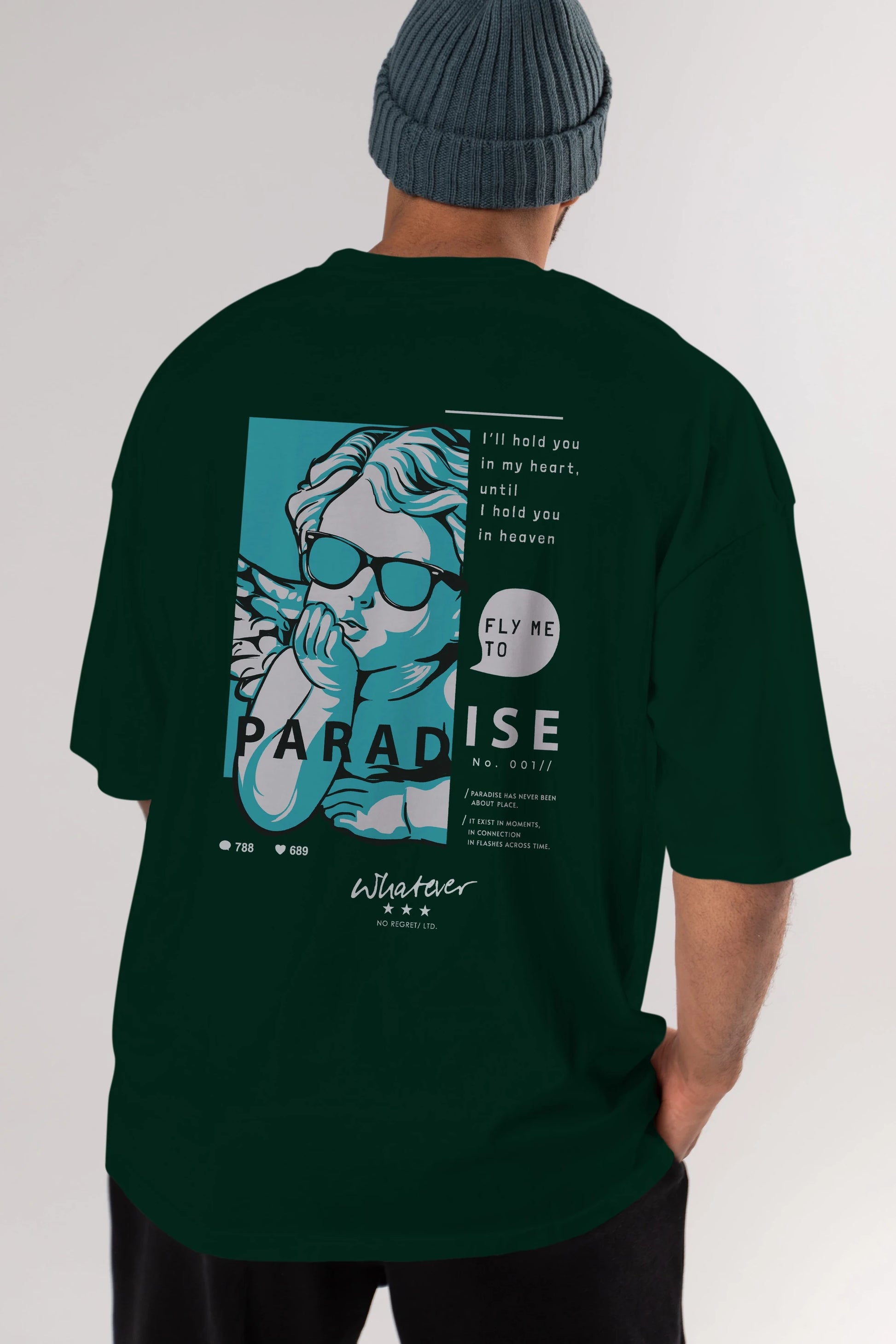 Paradise Fly to Me Arka Baskılı Oversize t-shirt Erkek Kadın Unisex