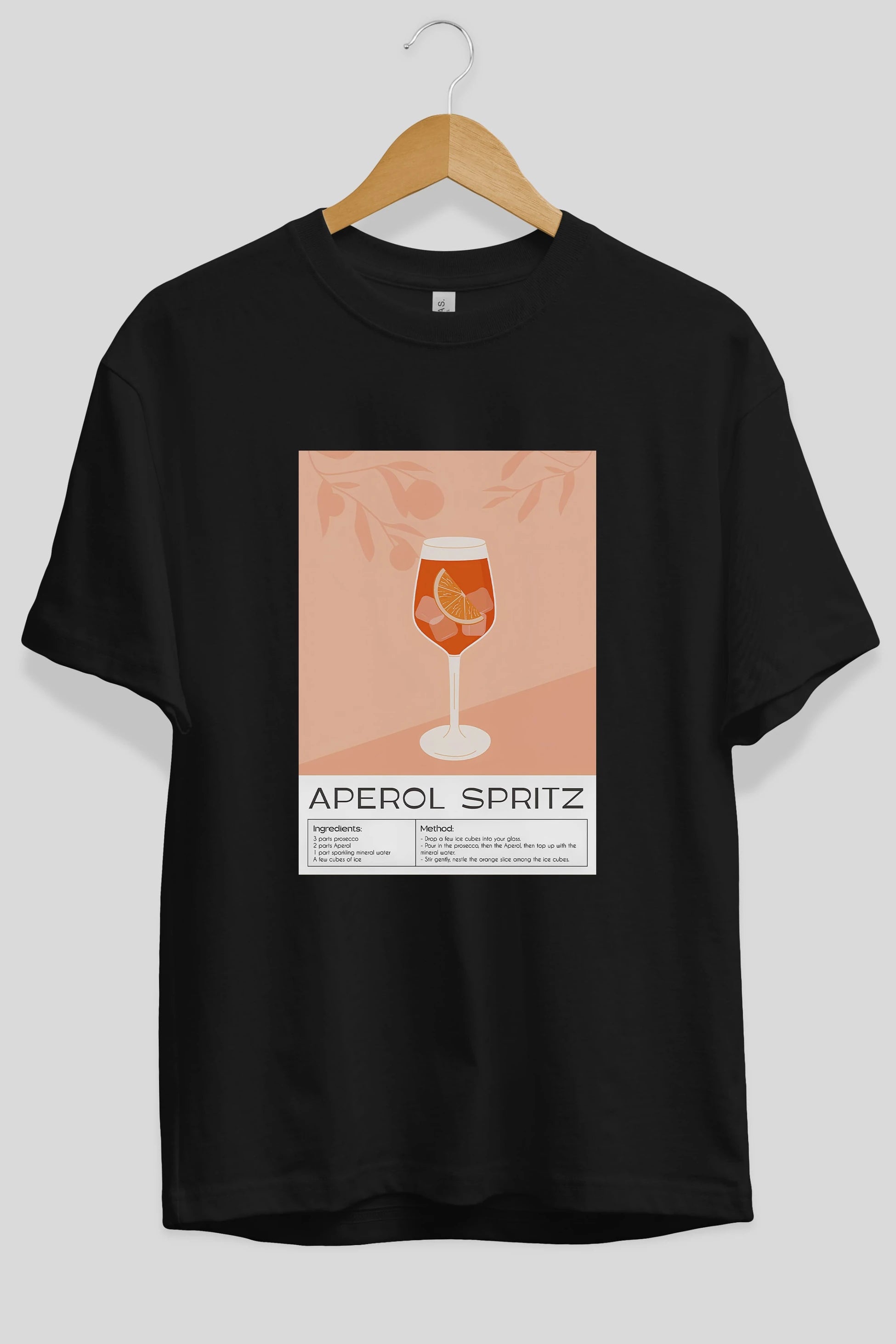 Aperol Spritz 7 Ön Baskılı Oversize t-shirt Erkek Kadın Unisex %100 Pamuk Bisiklet Yaka tişort