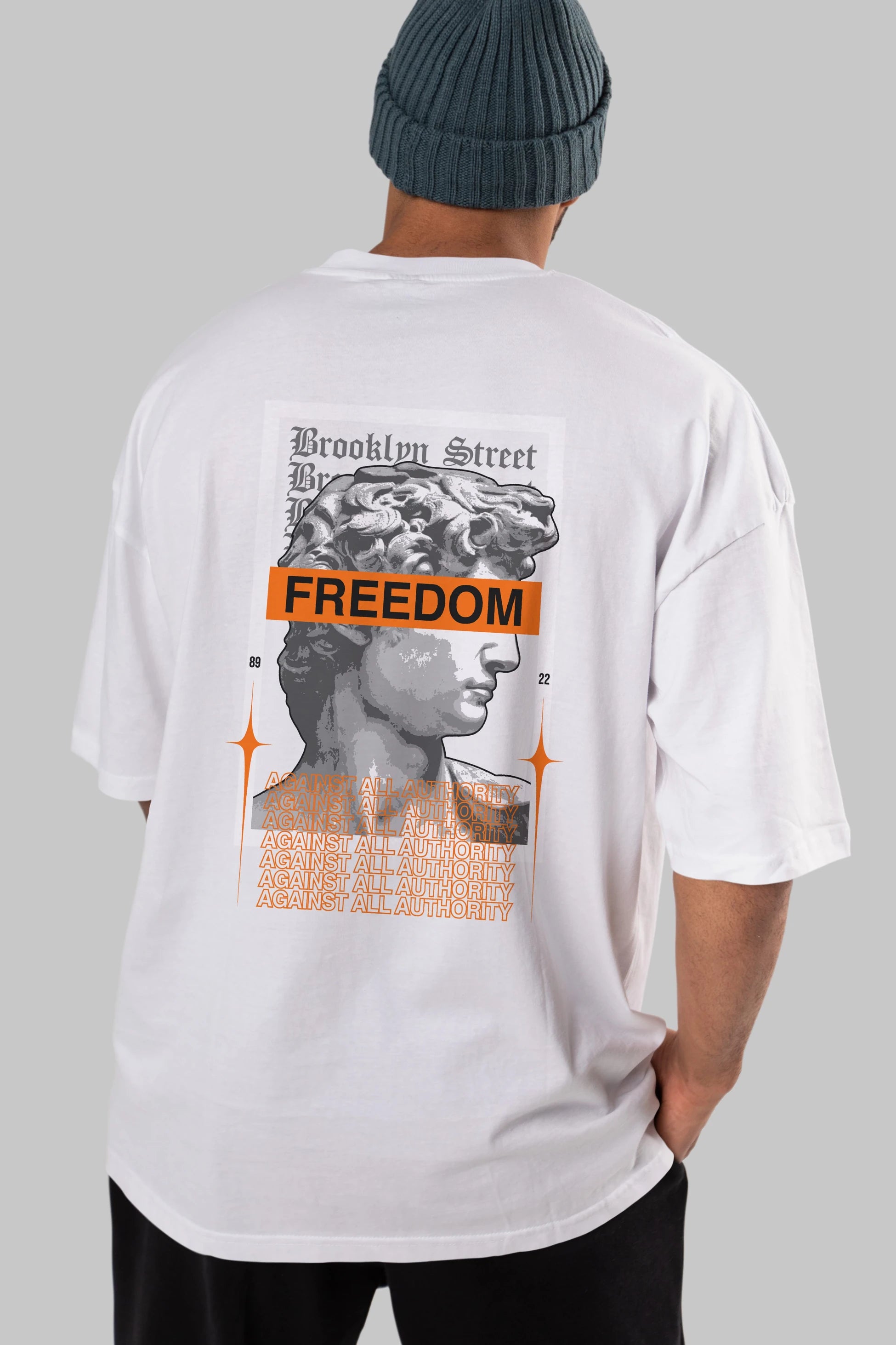 Brooklyn Street Arka Baskılı Oversize t-shirt Erkek Kadın Unisex