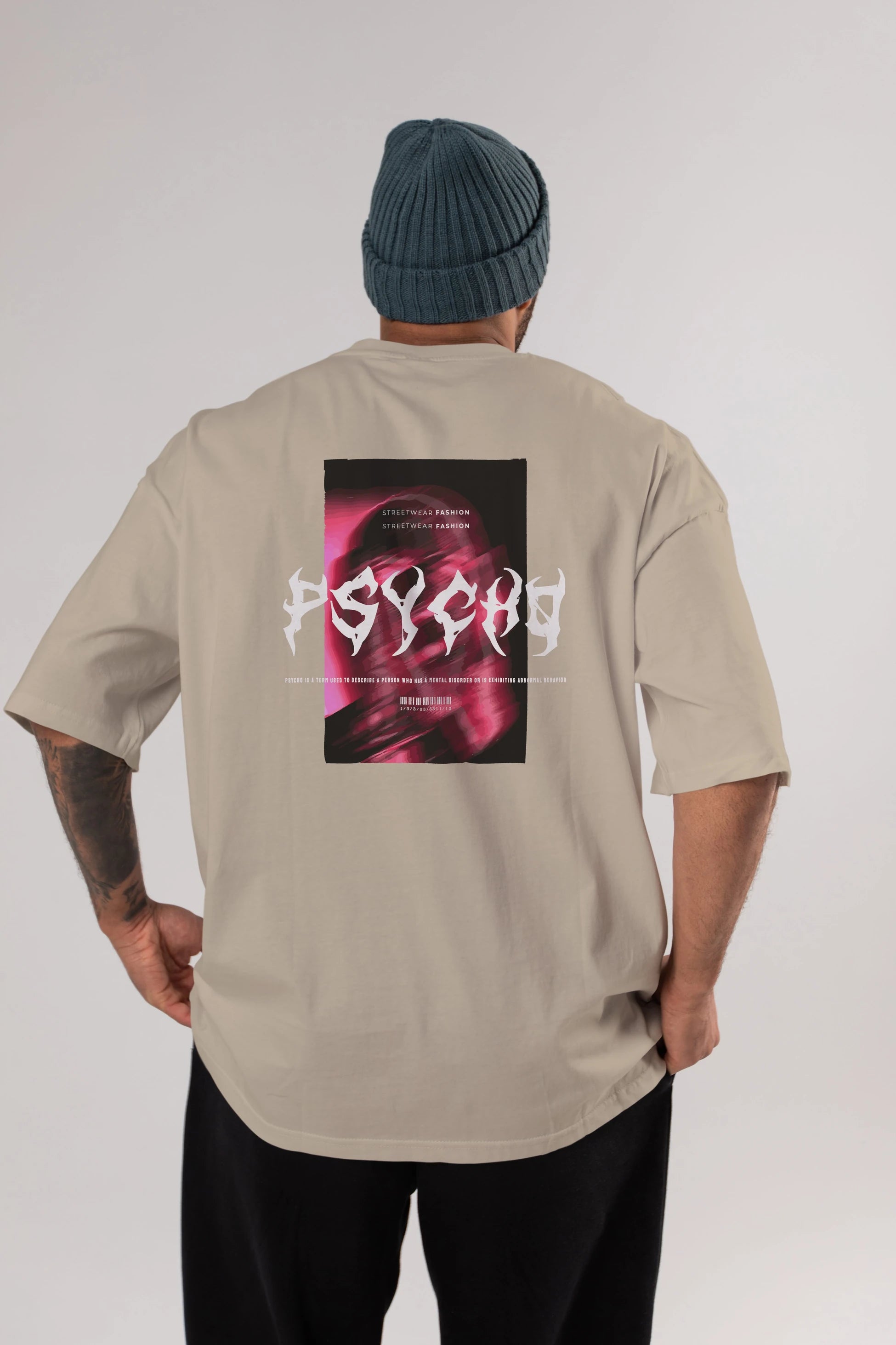 Psycho Streetwear Arka Baskılı Oversize t-shirt Erkek Kadın Unisex