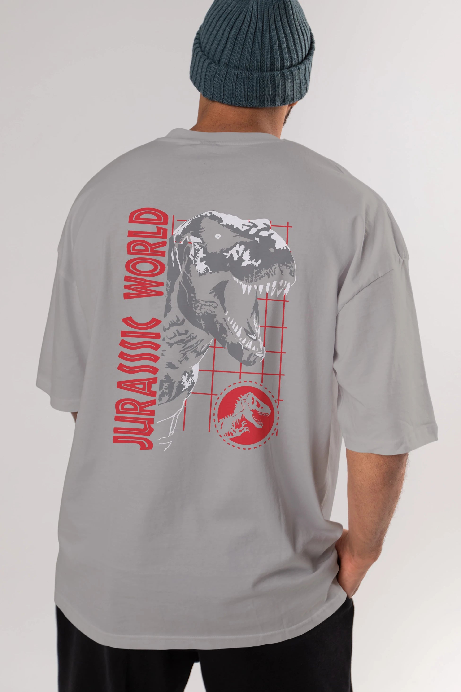 Jurassic Park (2) Arka Baskılı Oversize t-shirt Erkek Kadın Unisex %100 Pamuk Bisiklet Yaka tişort